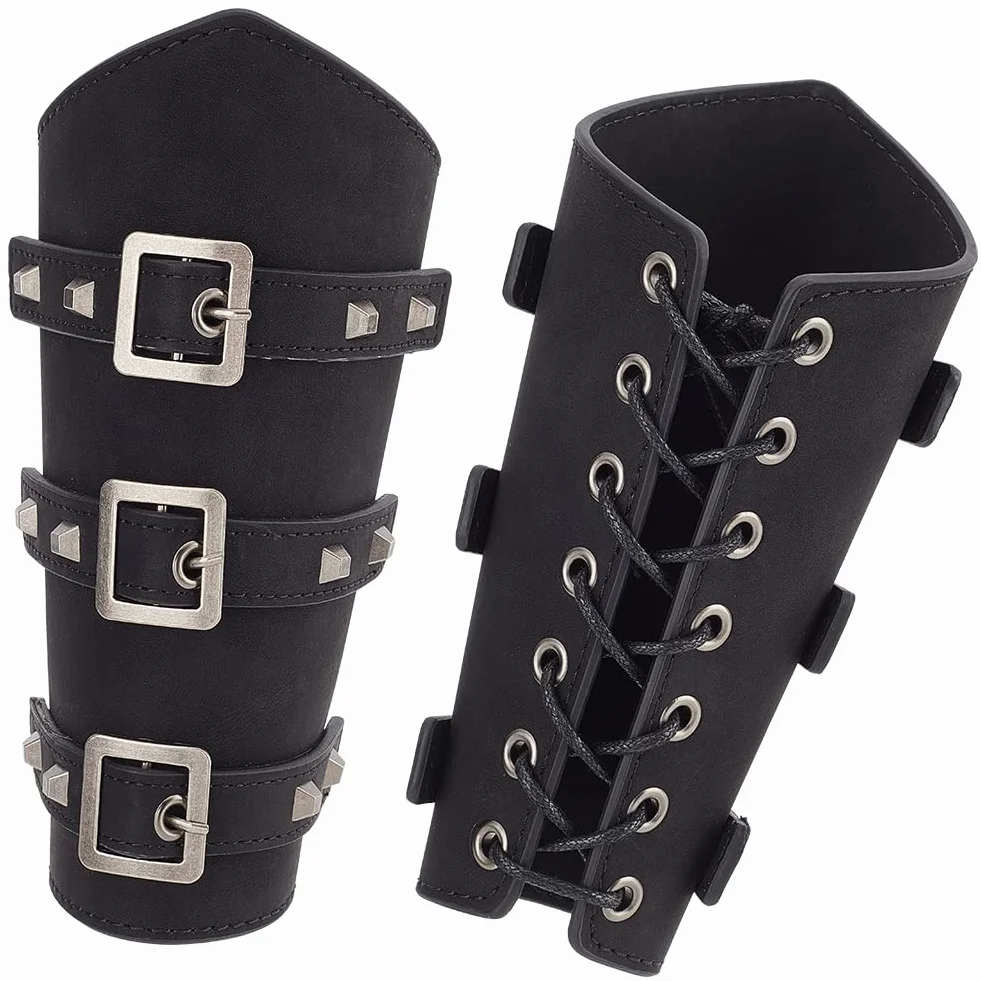 Protezioni per Braccio in Ecopelle NBEADS 195x238x15mm Bracciali con Fibbia Medievale Nero