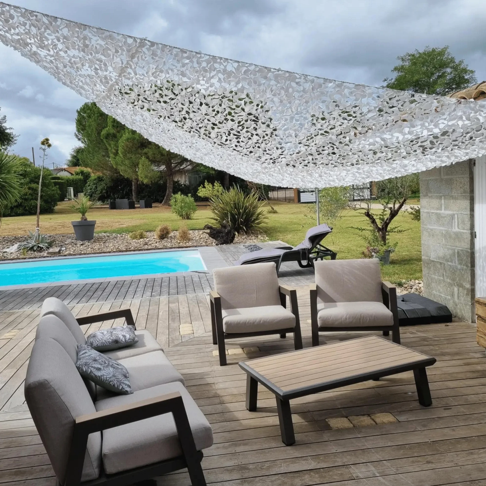 Rete mimetica militare rinforzata triangolare | alta gamma | protezione solare e vela di ombreggiatura anti-UV, ideale per terrazza pergola giardino, tenda decorativa resistente durevole 3 x 4 3 x 5