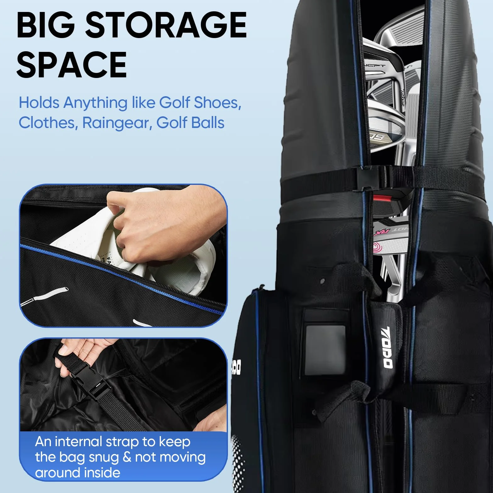 Borsa da Viaggio da Golf con Guscio Rigido ABS, 1680D Oxford Impermeabile, Resistente e Leggero