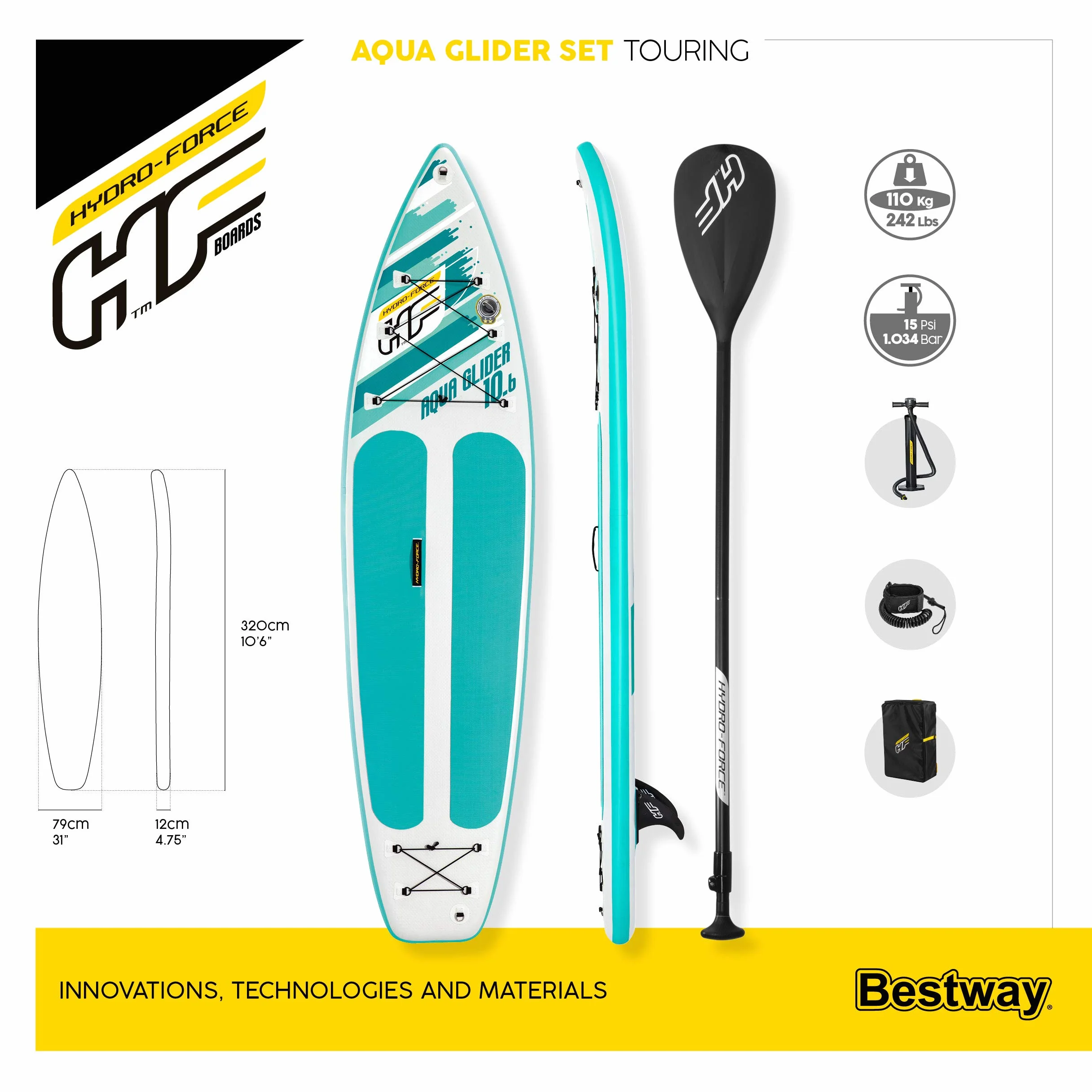 Bestway Tavola da SUP gonfiabile Aqua Glider 320x79x12 cm