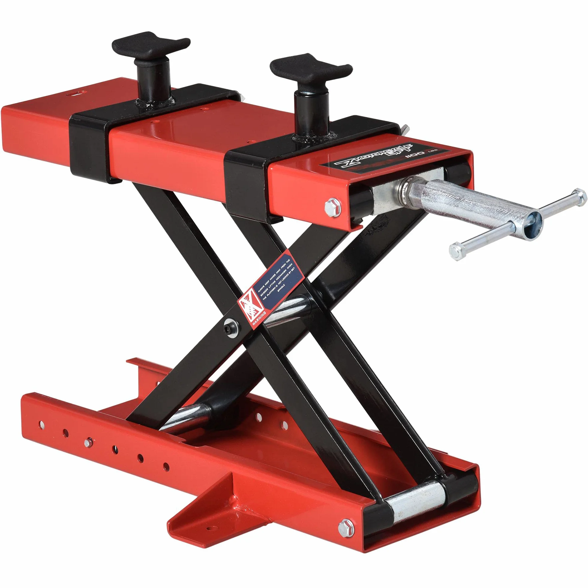 DURHAND Cavalletto Alzamoto a Forbice, Sollevatore Moto, Cavalletto Moto Centrale Regolabile Fino 500kg in Metallo Rosso