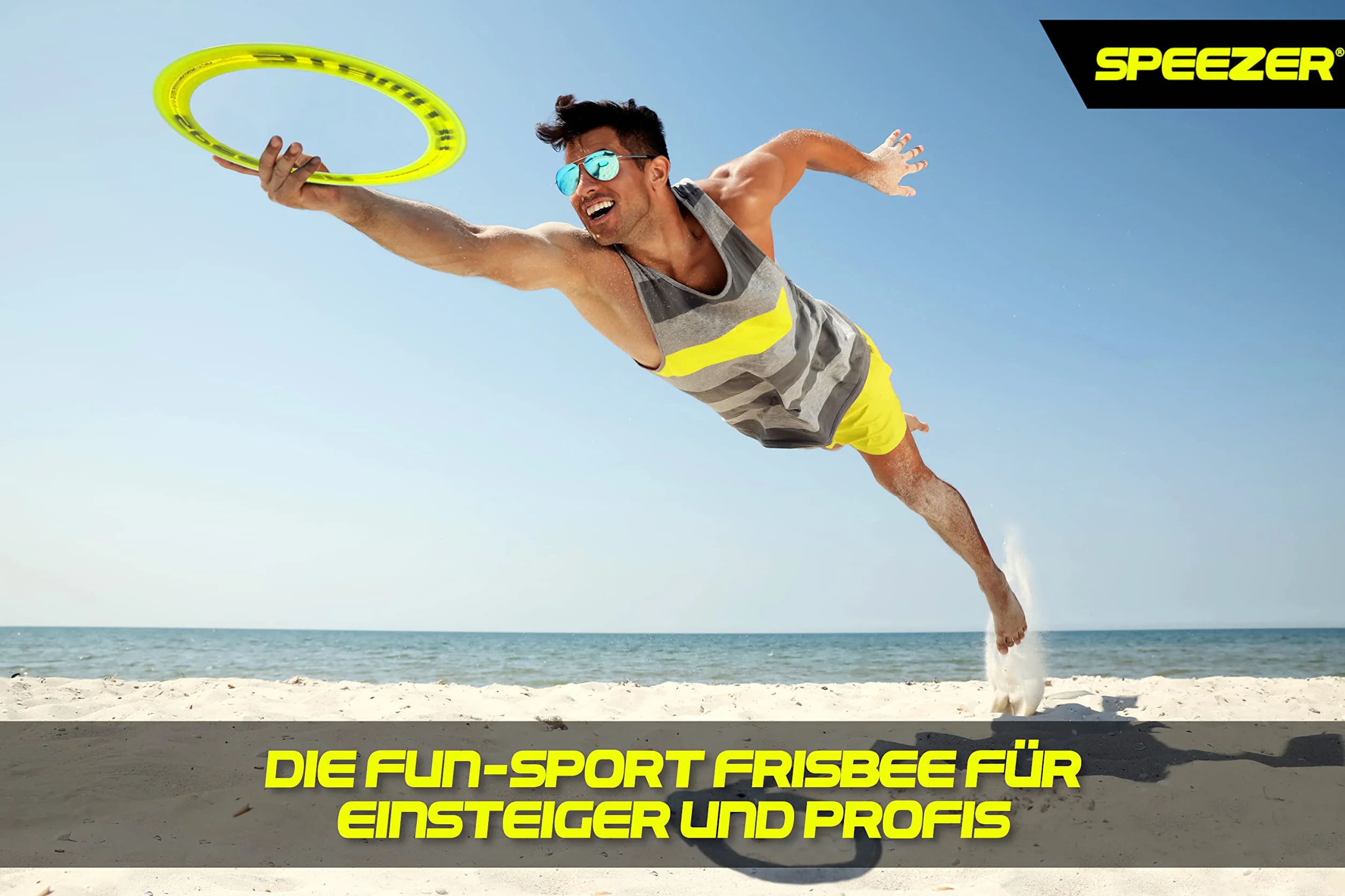 SPEEZER® Ringo da lancio giallo neon 33 cm diametro - gioco all'aperto portata 400 m