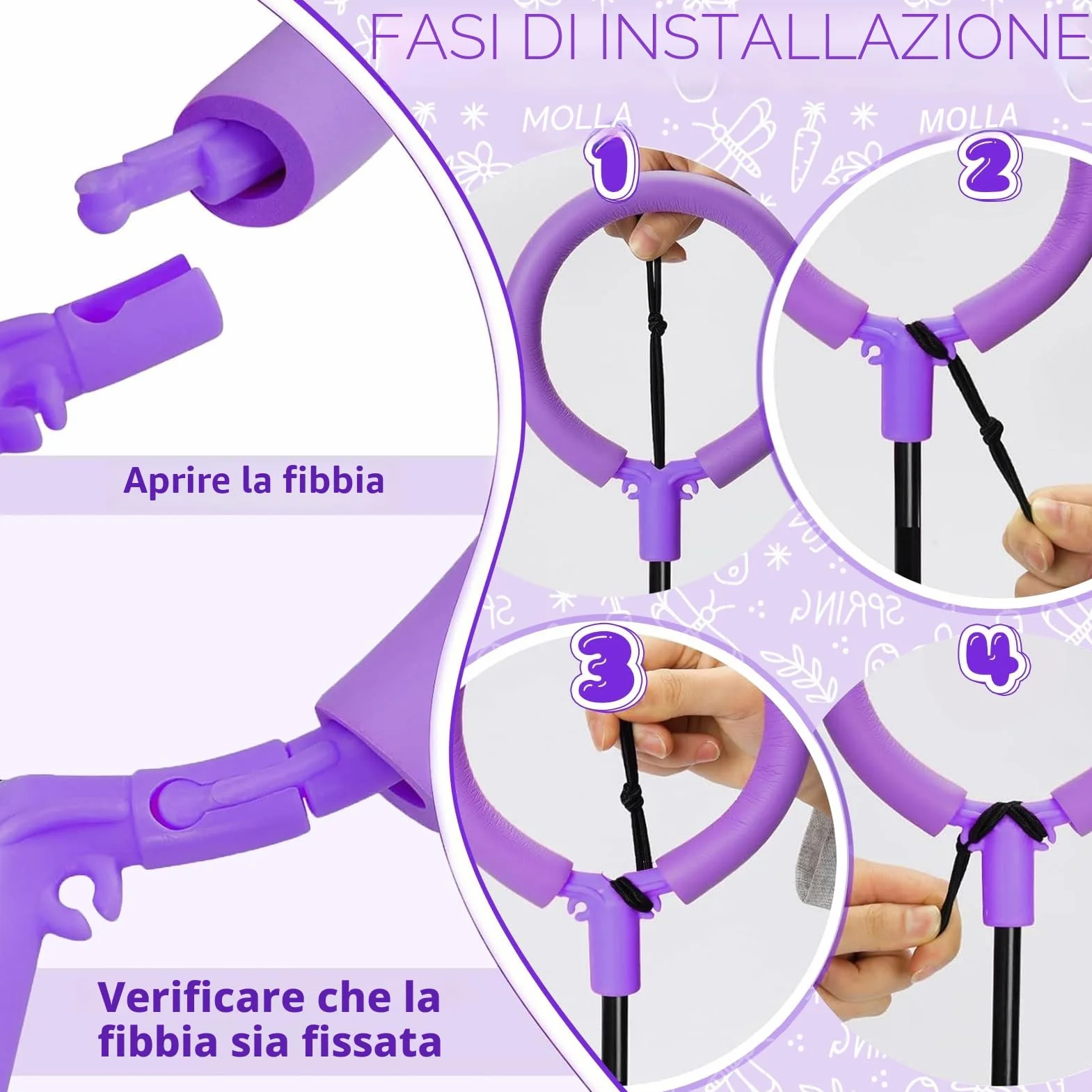 Chimoo Pieghevole Anello di Salto della Caviglia Viola Palla da Salto Lampeggiante per Bambini 6-10 Anni