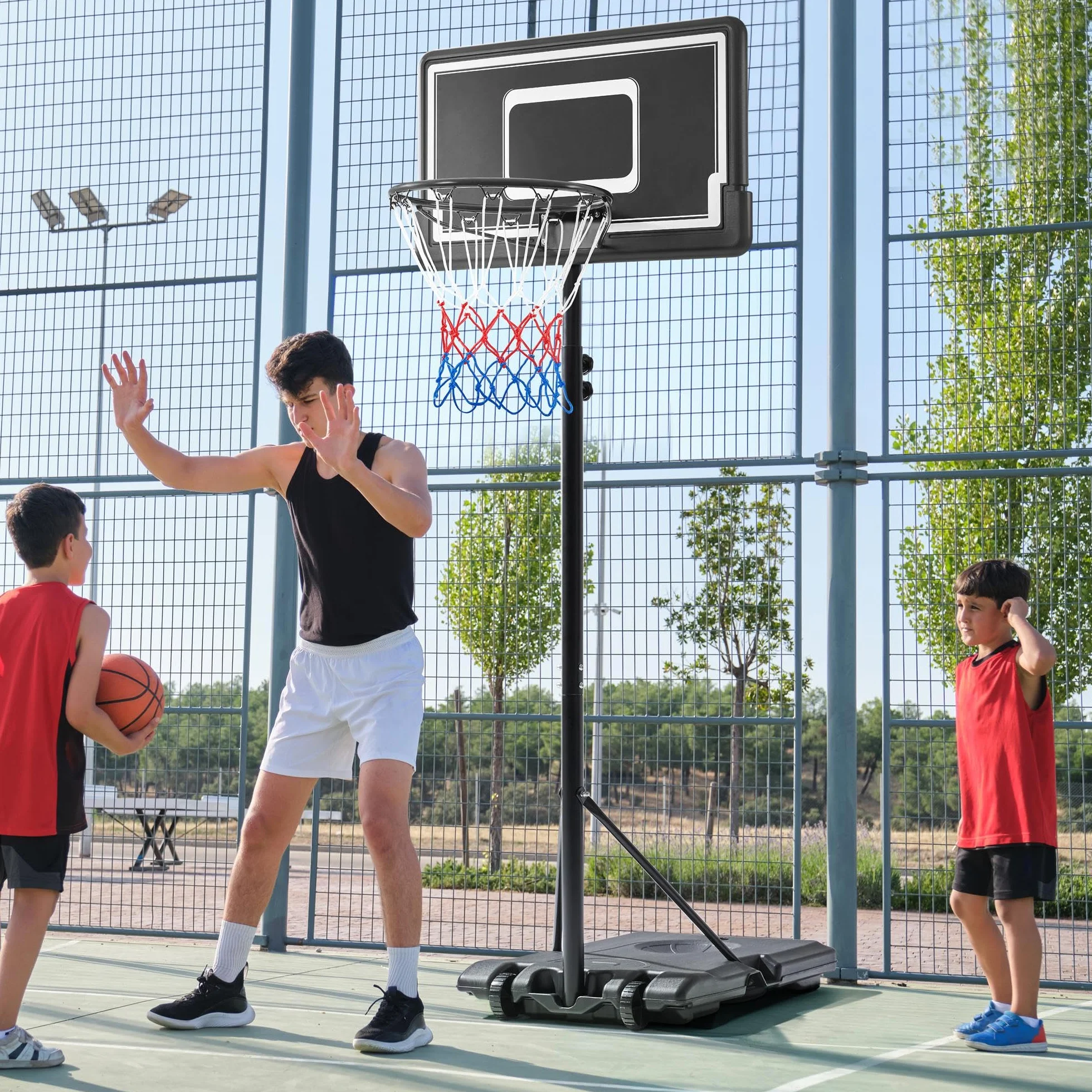 Yaheetech Canestro Basket Esterno Interno Portatile con Colonna Altezza Regolabile