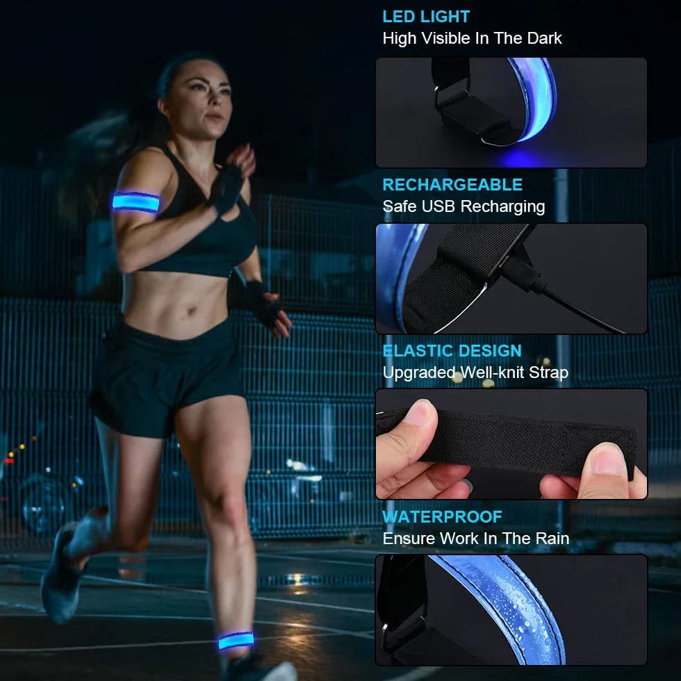 flintronic Bande Catarifrangenti LED Ricaricabile USB per Jogging Bici