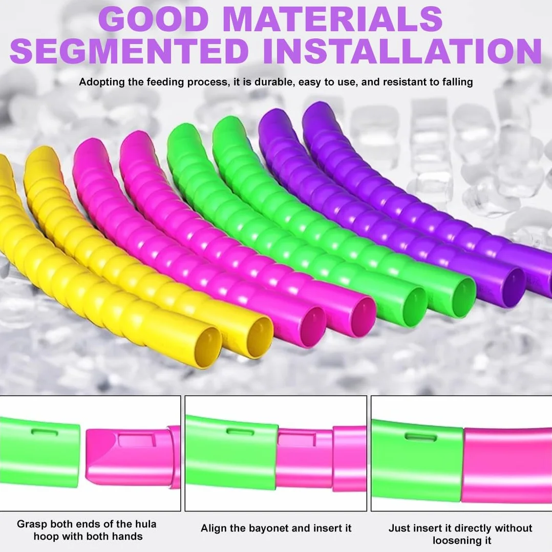 HAGNA Hula Hoop con Peso 8 Parti in Plastica Rimovibile con Corda per Saltare Ginnastica Danza Adulti