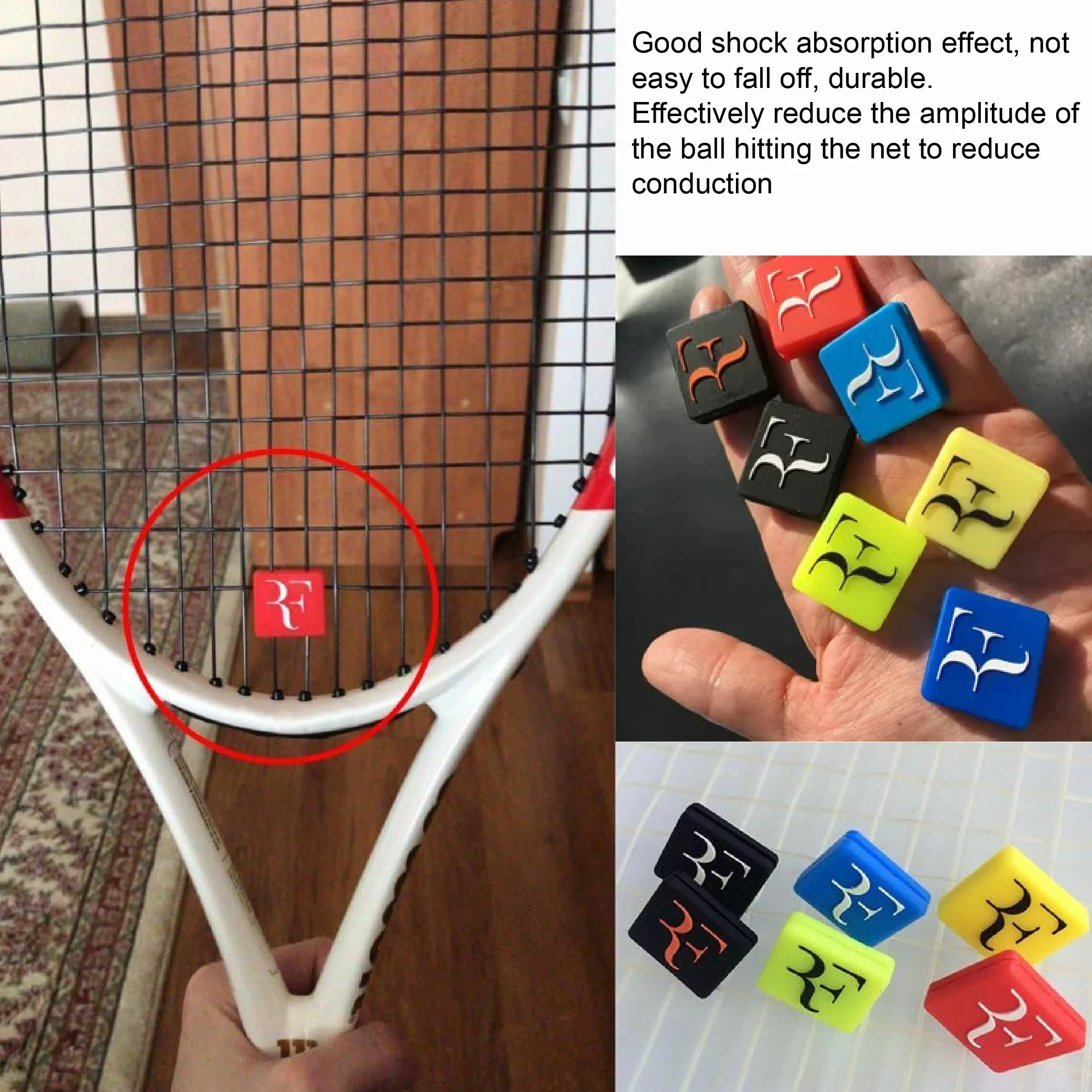 Ammortizzatore per Racchetta Tennis 6pcs Silicone Anti-Vibrazione Anti-Skid