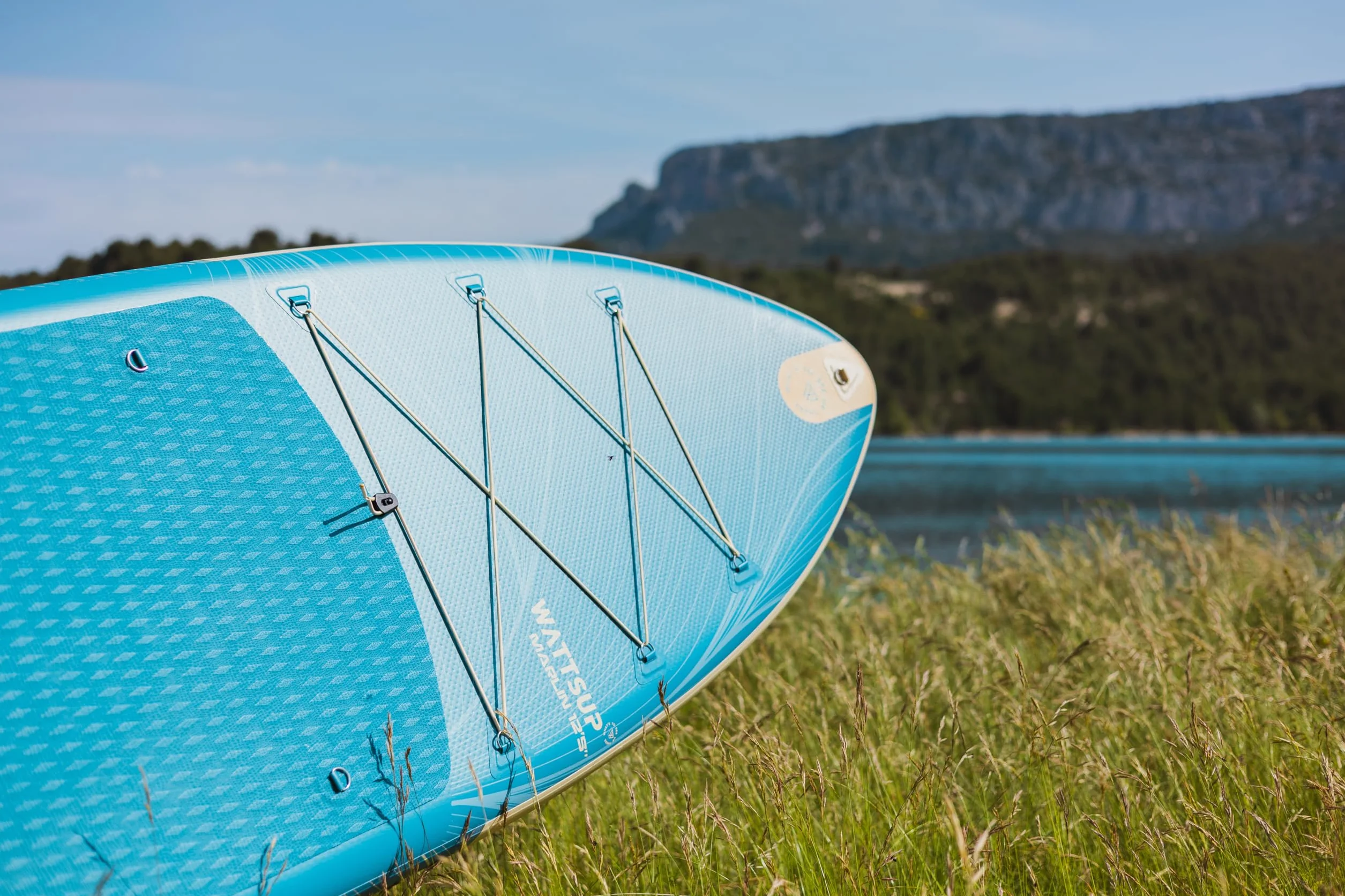 Wattsup - SUP Stand Up Paddle Gonfiabile MARLIN 12'5-378x89x15 cm, Dropstitch - Pacchetto completo: Remo 2in1, Leash, Pompa, Borsa di Trasporto - Fino a 185 kg - Blu