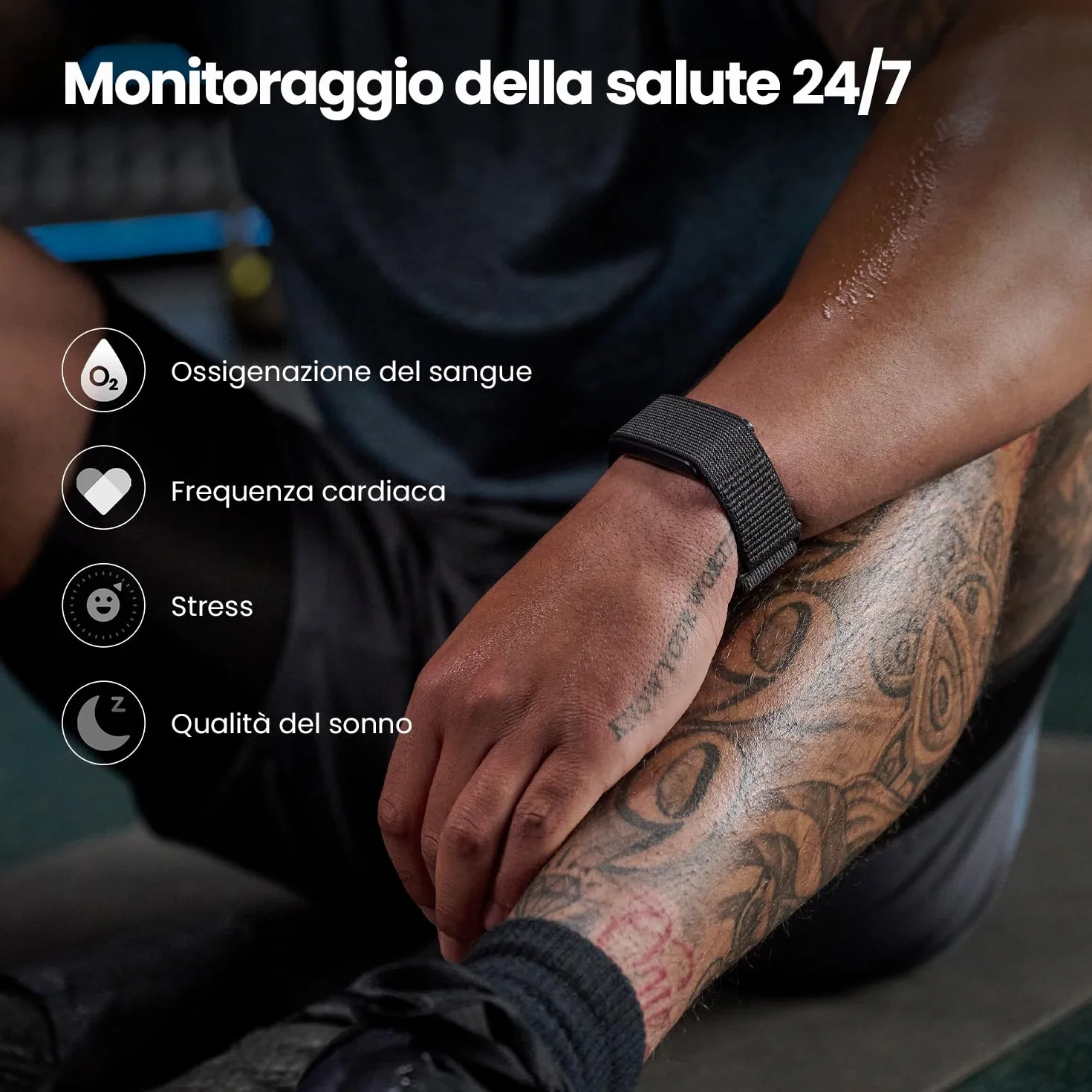 Amazfit Helio Strap Smart Band Fitness Tracker, Frequenza Cardiaca, Sonno 24/7, Batteria 10 Giorni, 50+ Sport, Allenamento di Forza, HYROX