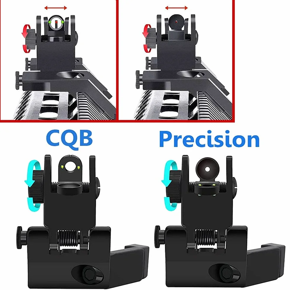 FIRECLUB AR15 Front and Rear Flip Up 45 Degree Rapid Transition BUIS Backup Iron Sight