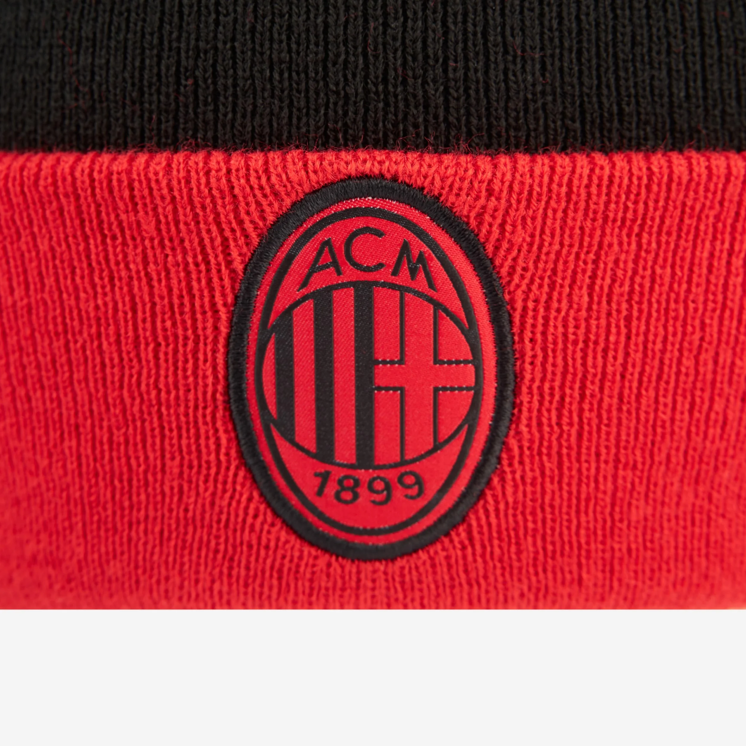 AC Milan Berretto Invernale Caldo con Logo Ufficiale, Unisex Nero/Rosso Pom Pom