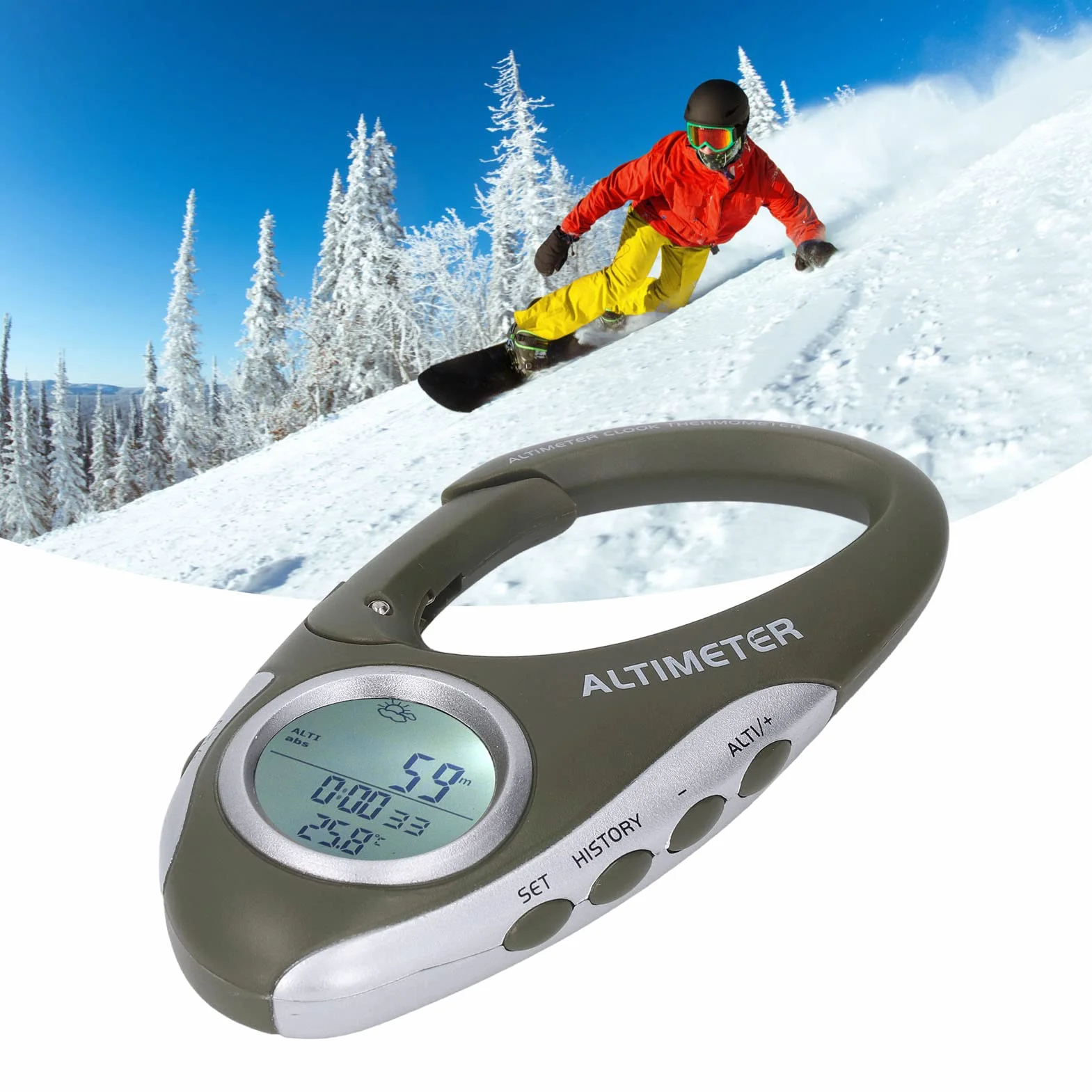 Barometro Digitale Altimetro Portatile con Display Retroilluminato per Escursionismo Arrampicata