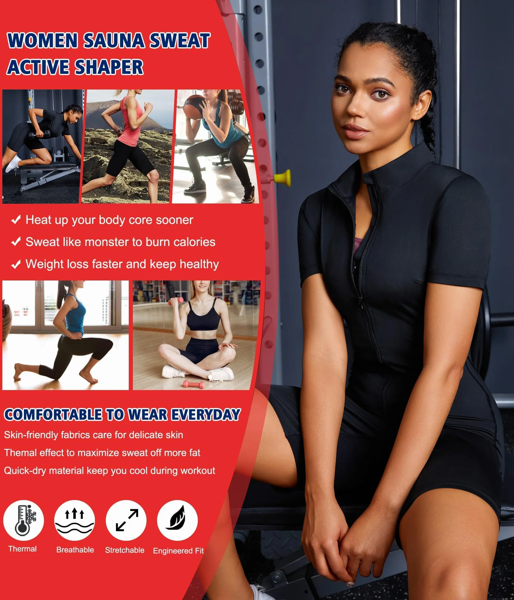 KUMAYES Tuta Completa Sauna Dimagrante Donna Snellente Sudorazione Anticellulite Sportivi Fitness Suit