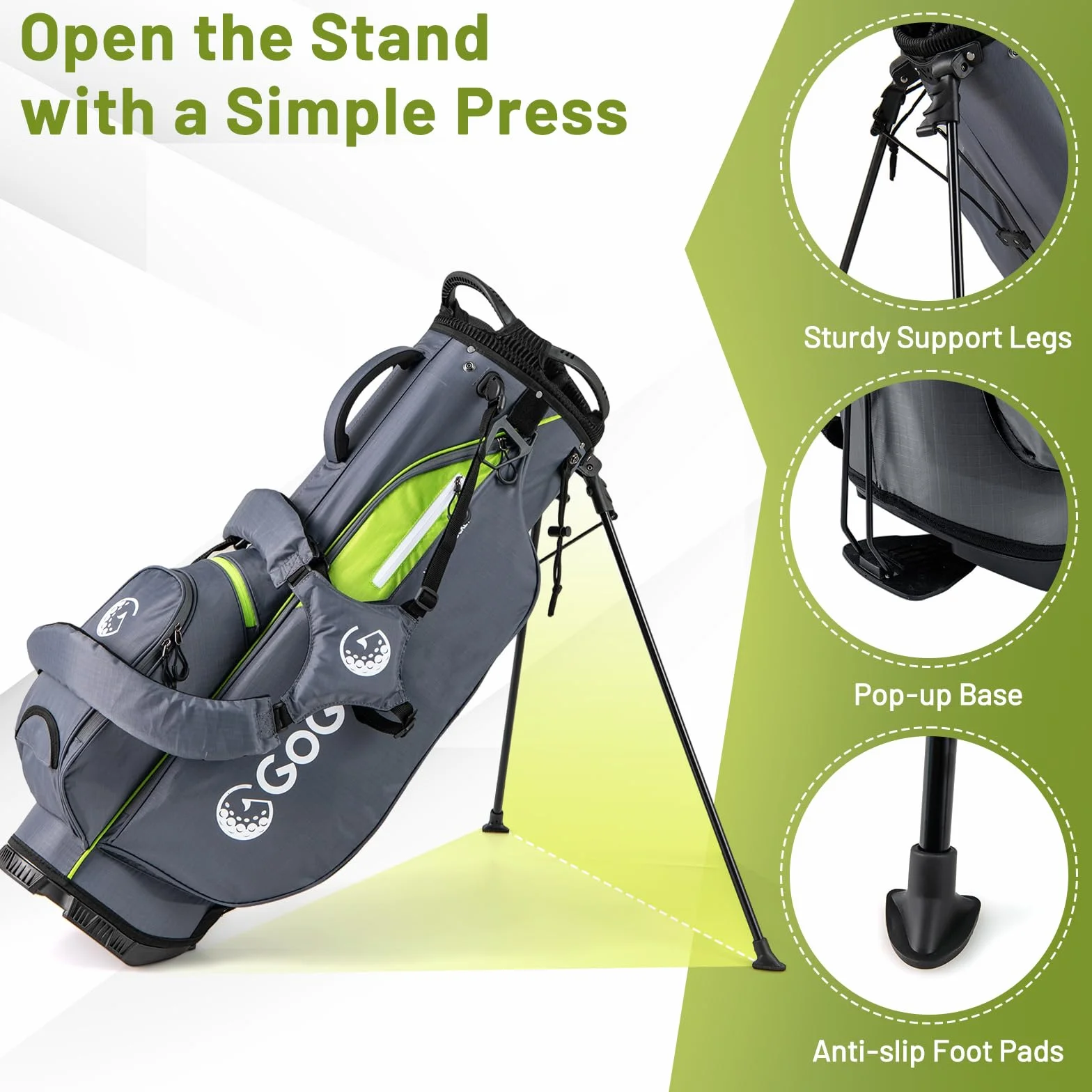 LIFEZEAL Borsa da golf leggera con 8 scomparti e 5 tasche, portaombrello, custodia antipioggia