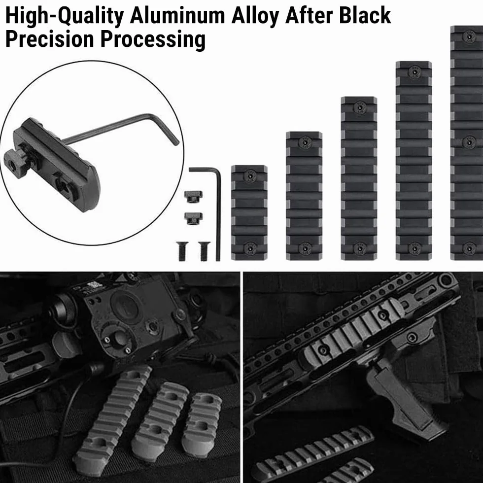 Slitte da Softair Rail Picatinny Alluminio 5 Slot Kit con Viti Dadi a T Chiave Esagonale