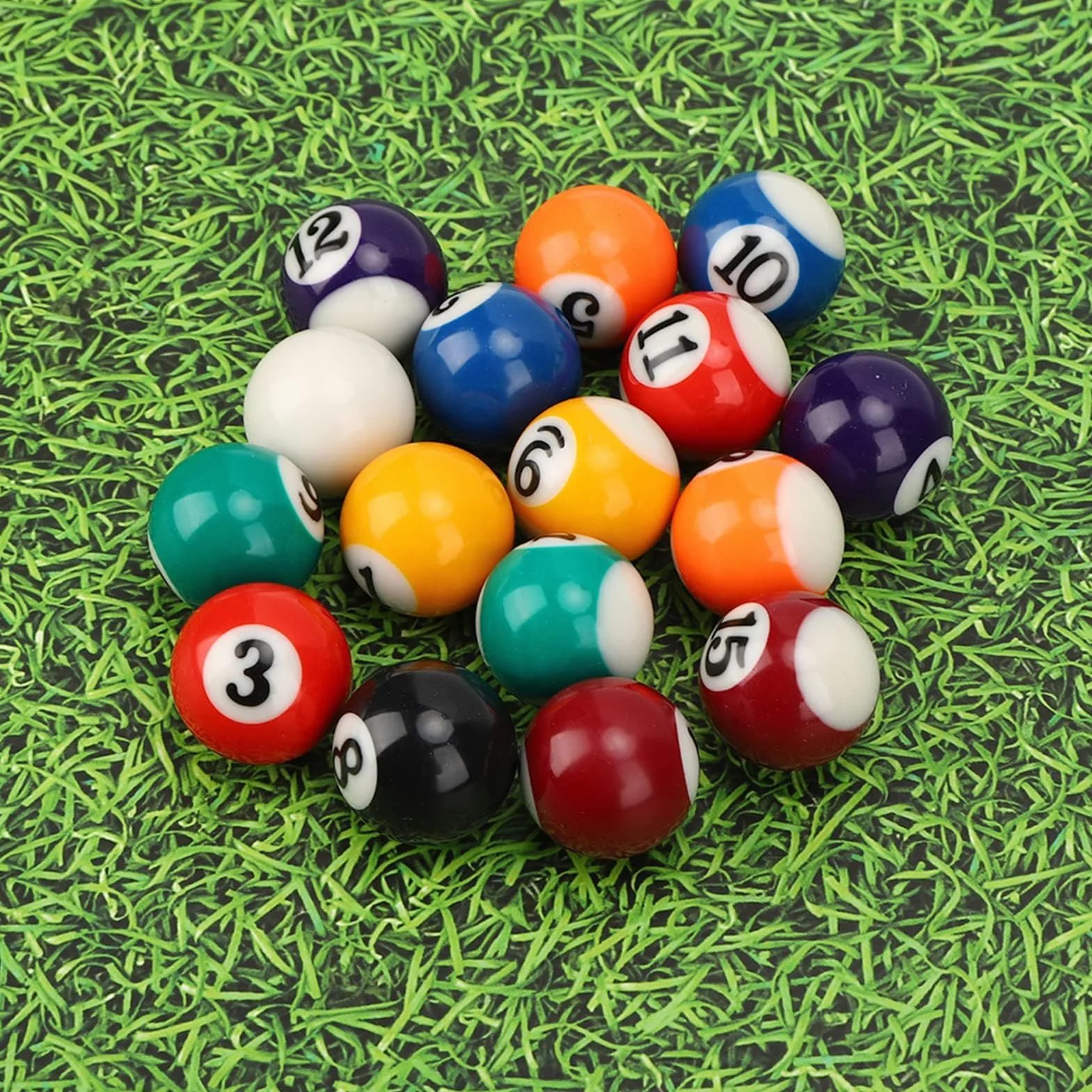 Set di 16 Palline da Biliardo in Resina, Mini Palline Numerate e Bianca per Giochi, Bar