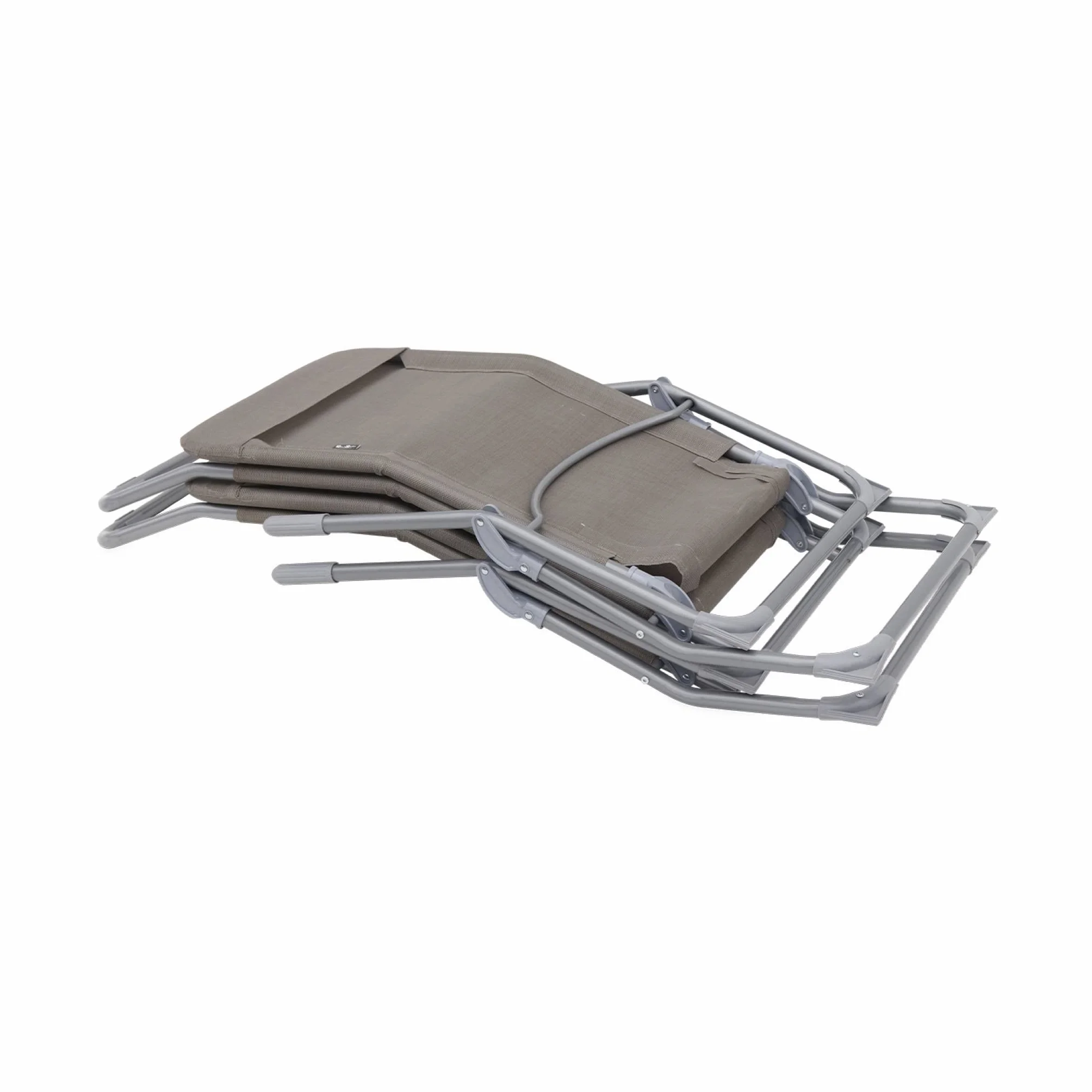 Set 2 sdraio in textilene multiposizione Grigio bruno - 60x165x70 cm