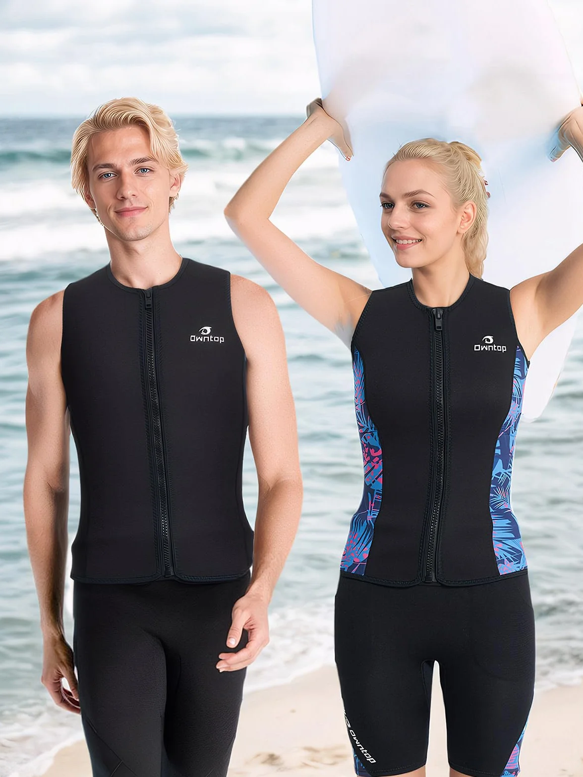 Owntop Muta da uomo e da donna Gilet in Neoprene Termico 3 mm Giacca Senza Maniche Surf Snorkeling Nuoto Immersioni