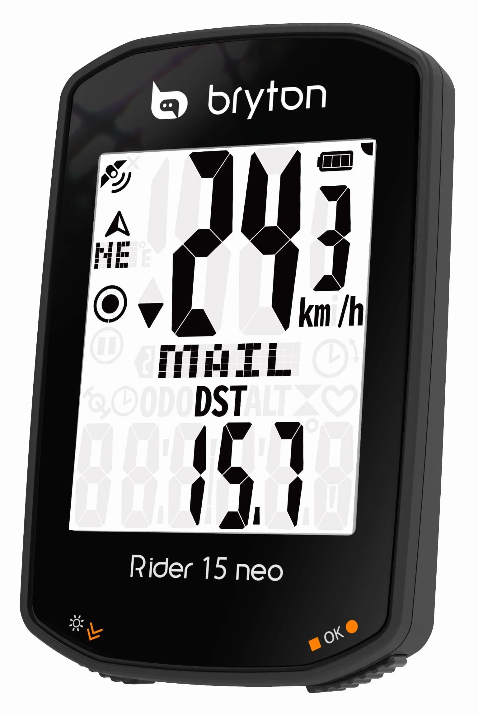 Bryton Rider 15 Neo E, Ciclo Computer GPS, Display da 2", Nero