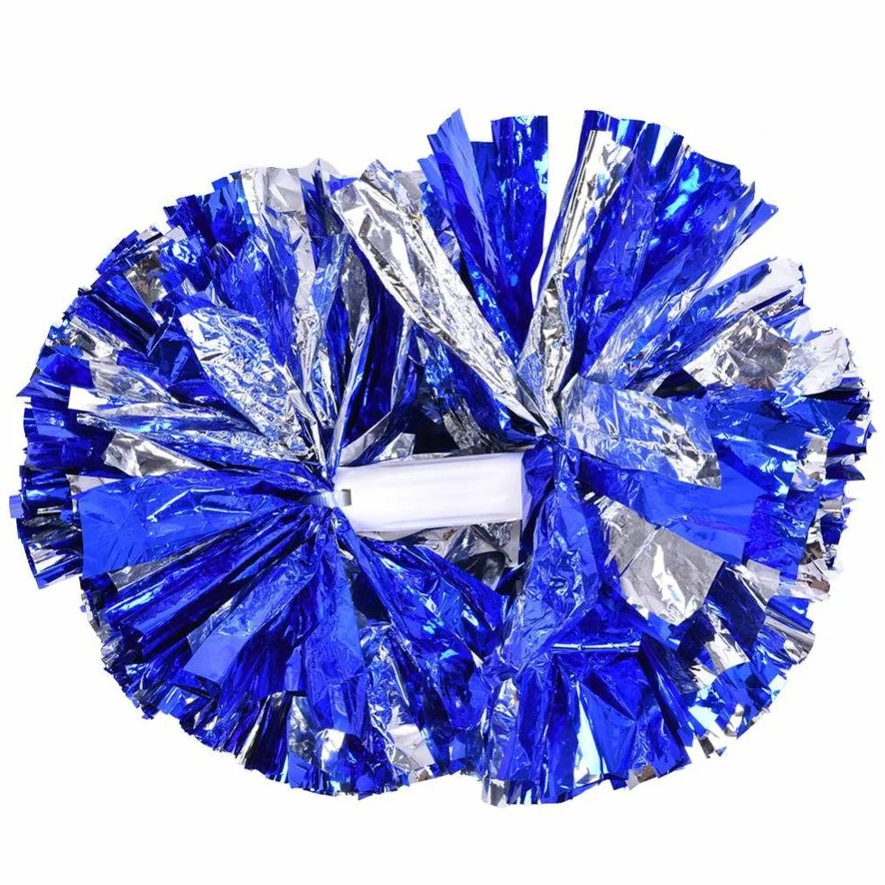 Dilwe Cheerleader Pom Poms 8 Colori Plastica Mano Fiore Palla per Sport Scuola Competizione Argento Blu