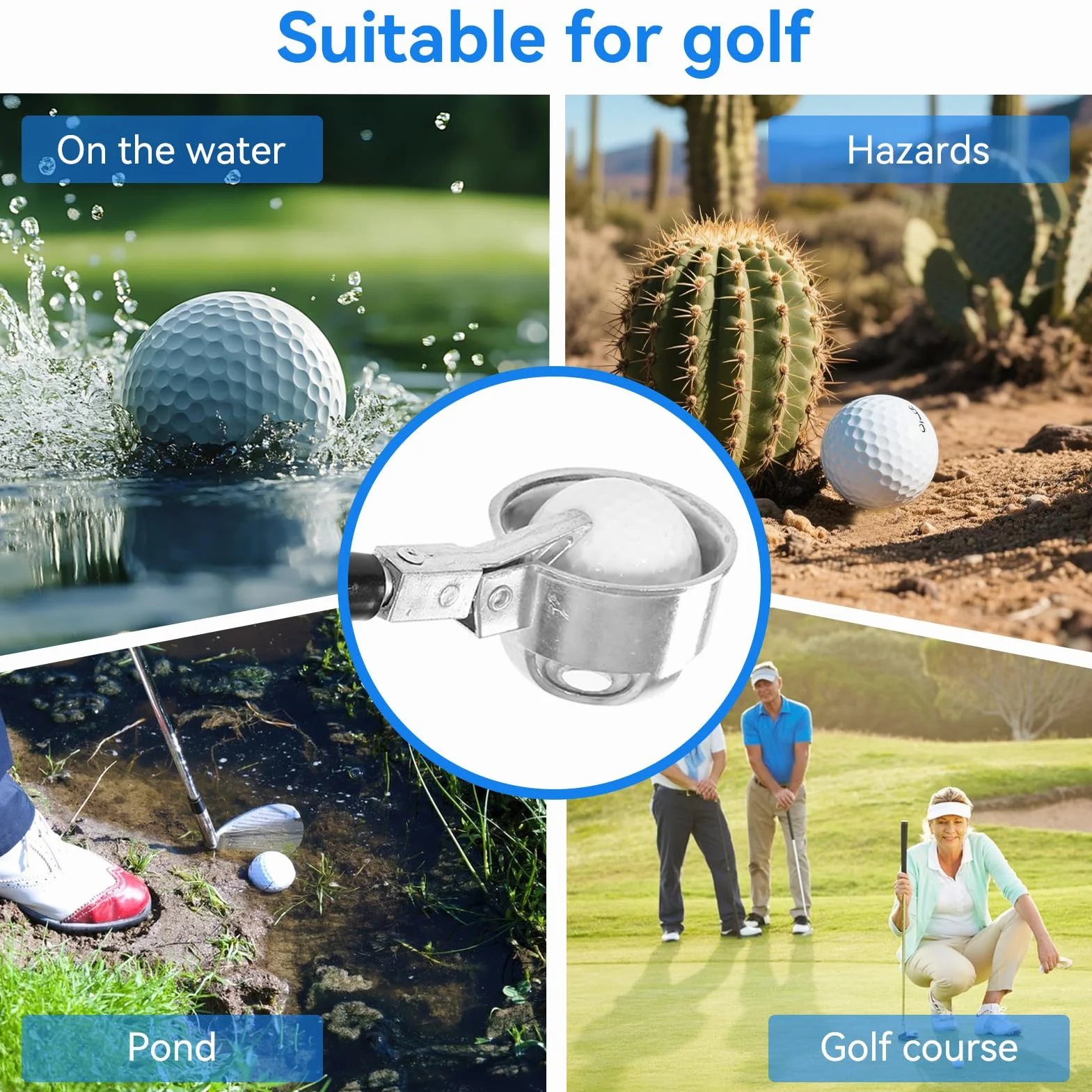 Agatige Retriever per Palline da Golf, Recuperatore per Palline da Golf in Lega di Alluminio Telescopico per Strumento Ventosa per Raccogliere Palline da Golf