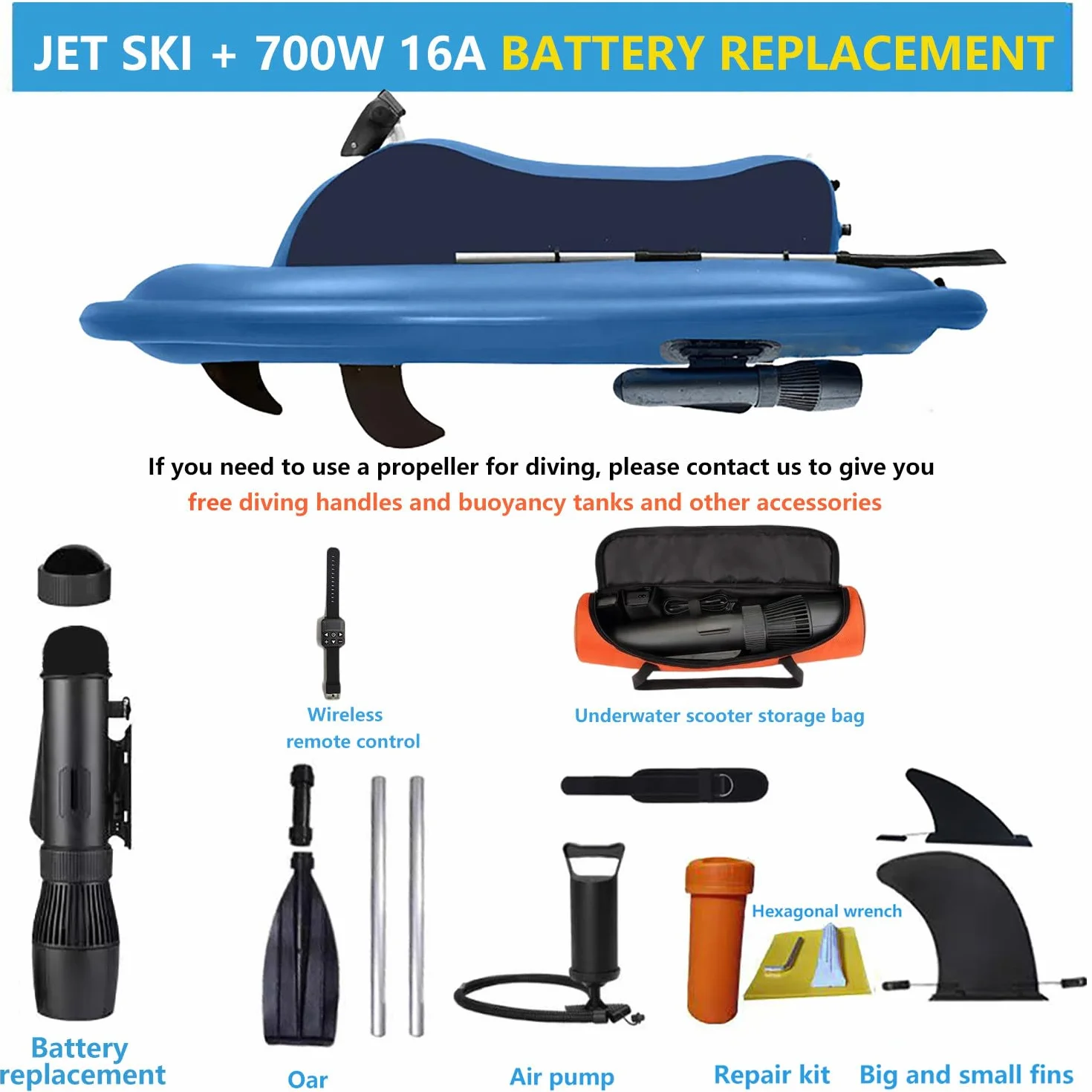 Rush Wave Surf Boat Jet Ski Set 700W 16000mAh 330 libbre Sport Acquatici Piscina Mare