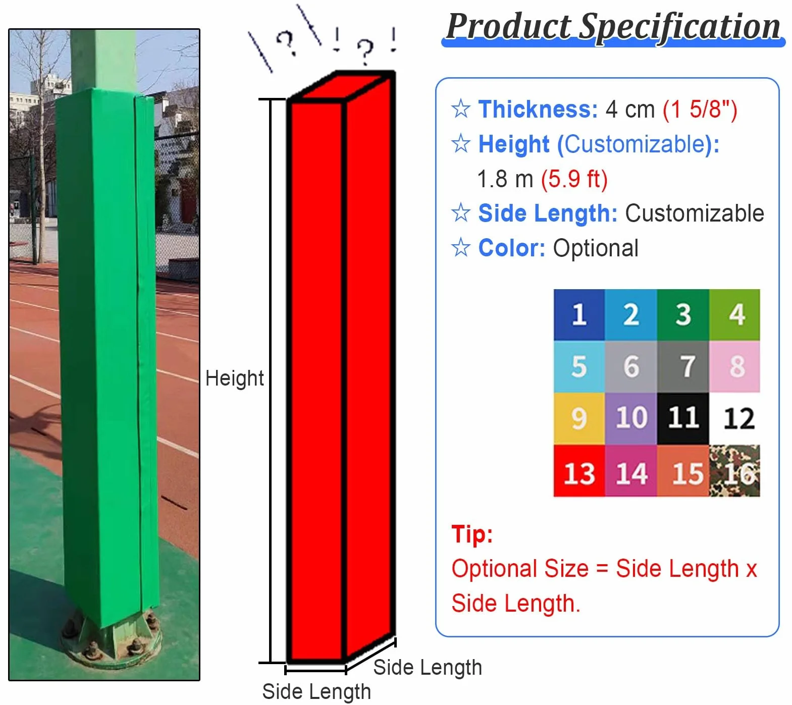 Imbottitura resistente protezione anti-collisione per pali da gioco e attrezzature sportive