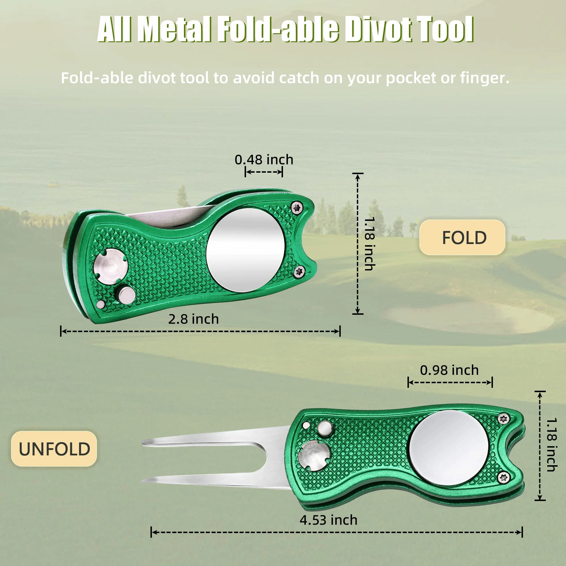Mile High Life Divot Tool Pieghevole in Metallo con Marcatore Pallina da Golf Magnetico