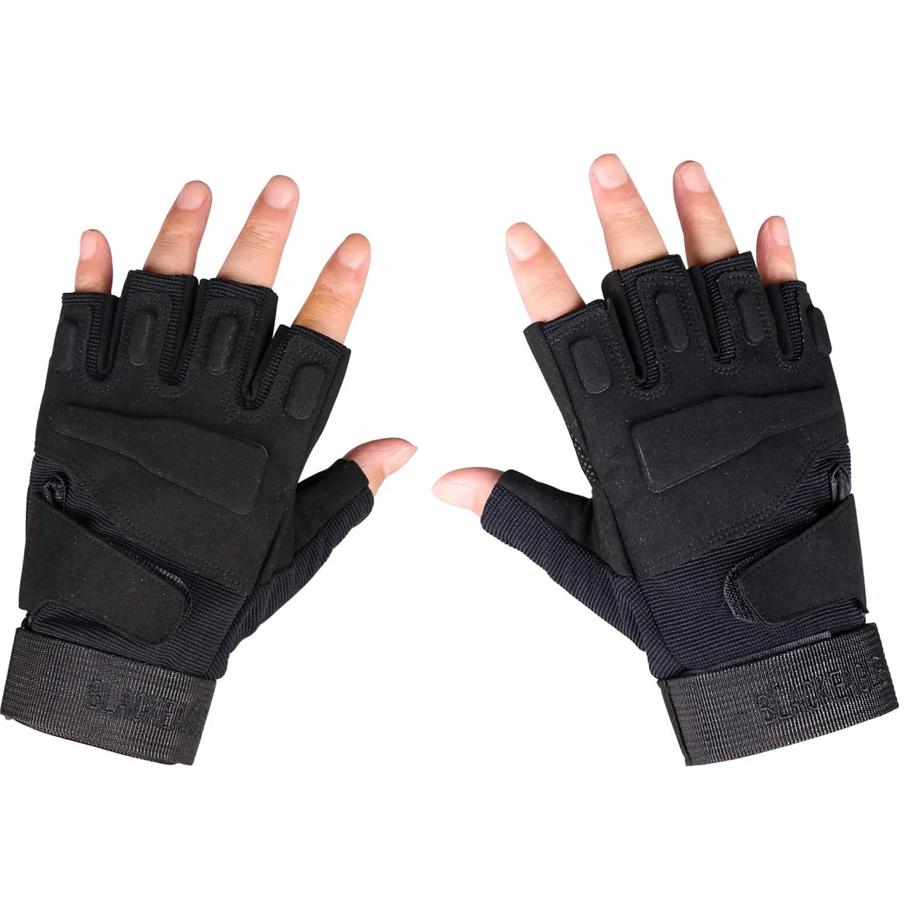 ThreeH Guanti mezzi dita Guanti tattici protettivi per sport all'aria aperta per Caccia Airsoft Paintball GL06XL,Black