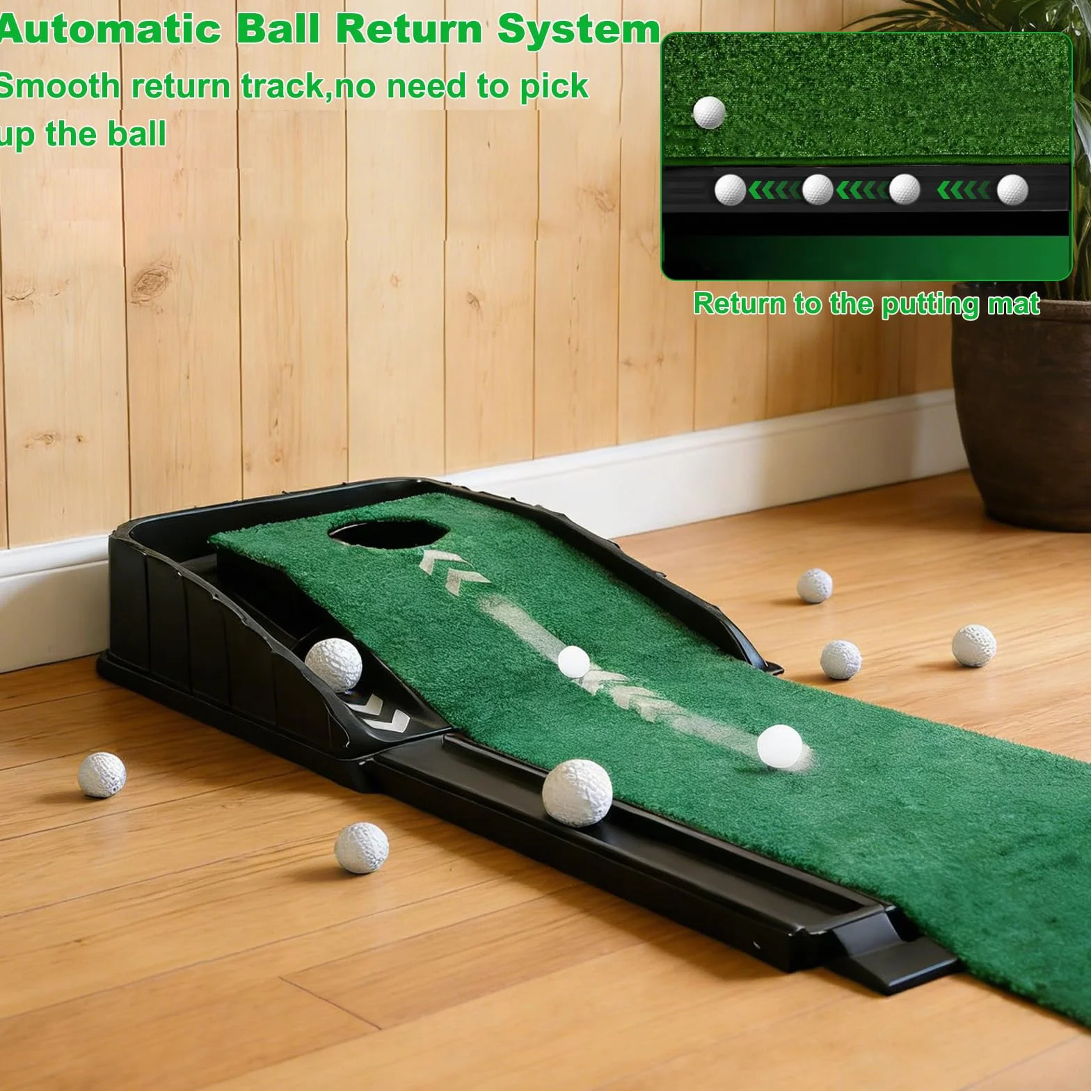 Tappetino da golf con ritorno automatico della palla 221 cm portatile per allenamento