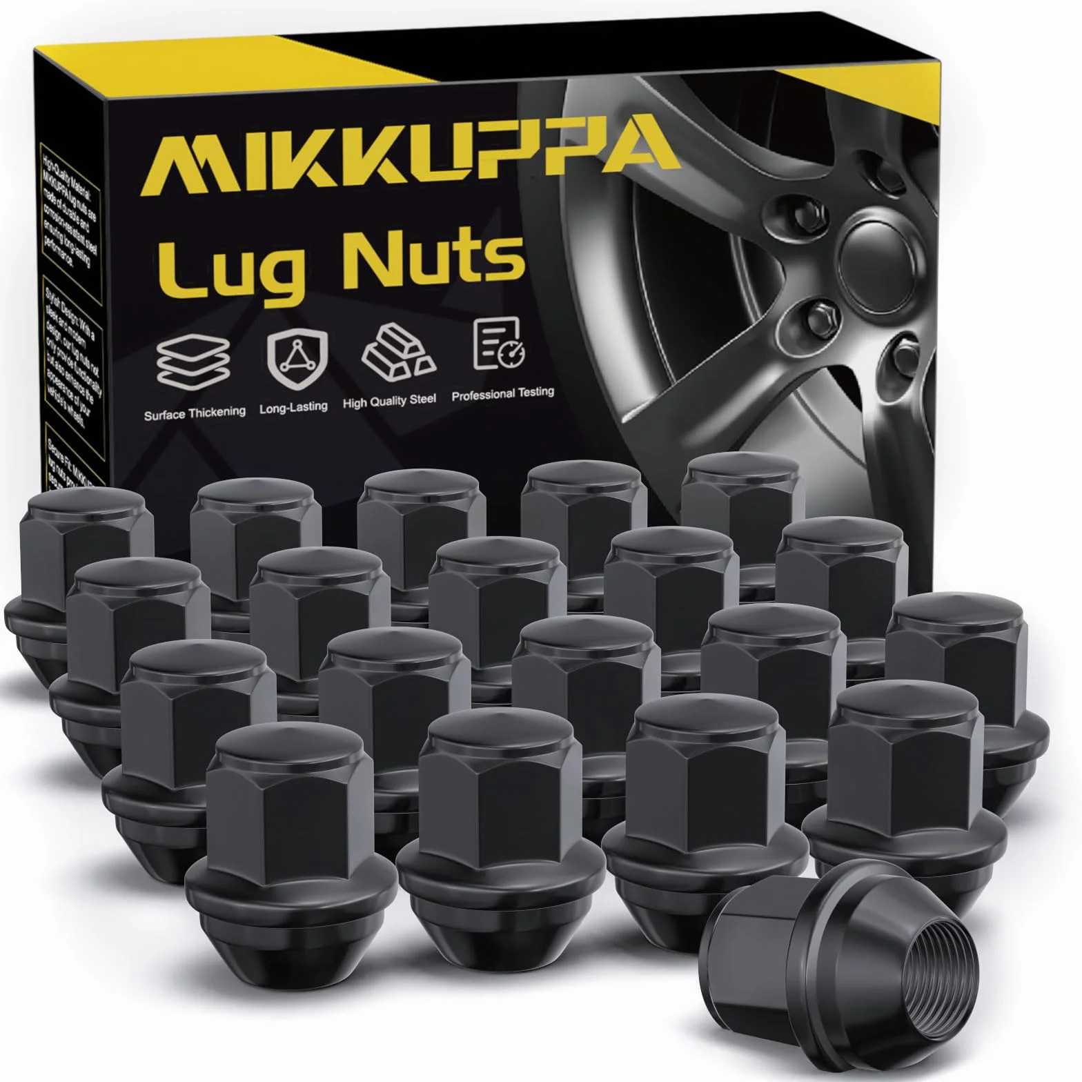 MIKKUPPA Dadi per ruote M12 x 1,5 - Ricambio SW19 per Ford Escape, Focus, Fusion, Mazda CX5 ecc. - 20 dadi per ruote chiusi cromati