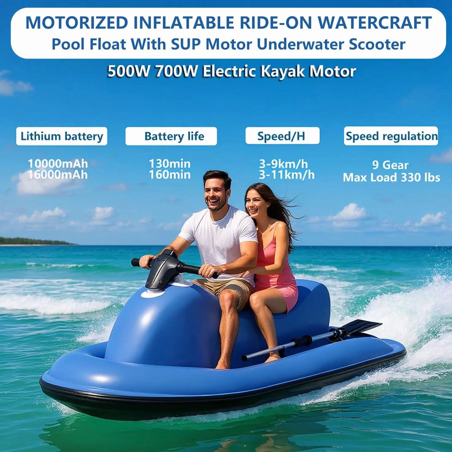 Rush Wave Surf Boat Jet Ski Set 700W 16000mAh 330 libbre Sport Acquatici Piscina Mare