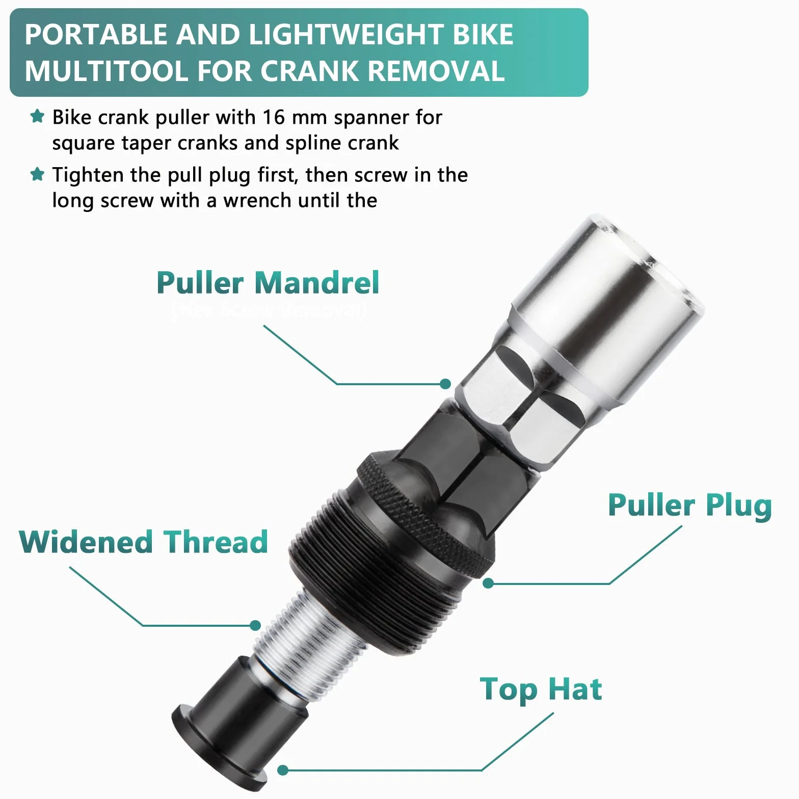 Estrattore Pedivella Bici e Movimento Centrale con Chiave Inglese 16mm Strumento Rimozione Riparazione Bicicletta