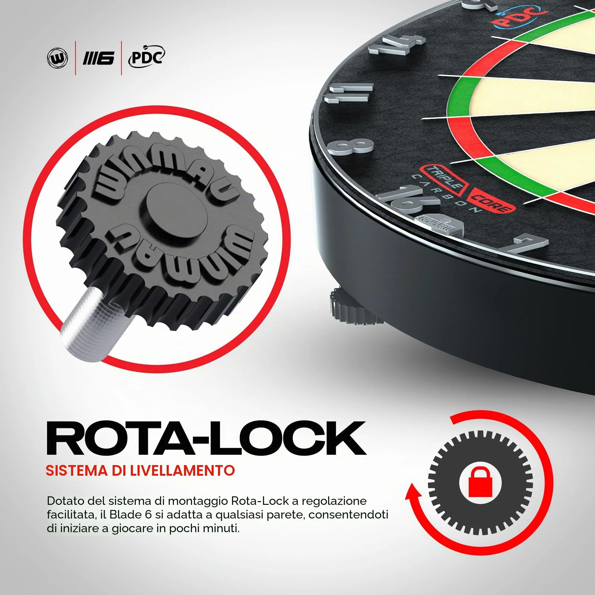 Winmau Blade 6 Triple Core Freccette Professionale Tabellone Approvato Tornei PDC Sisal Africa Orientale