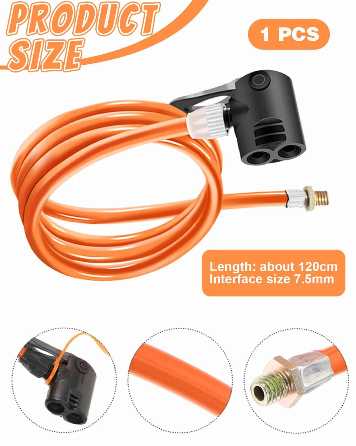 Pompa bici tubo flessibile valvola Presta Schrader 120cm per bicicletta MTB
