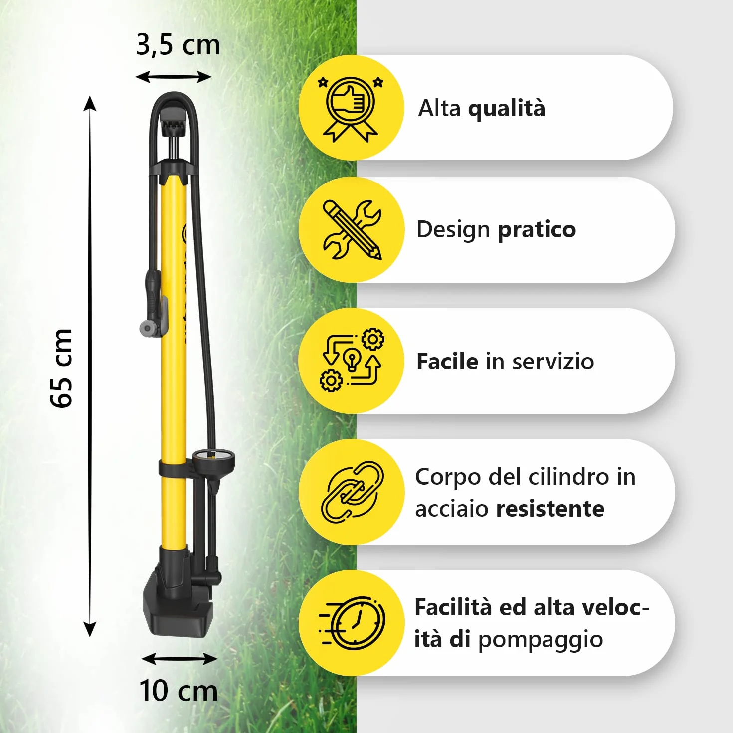 Pompa Bicicletta da Pavimento 11 Bar/160 PSI con Manometro per Valvole Presta e Schrader per Bici da Corsa, MTB, E-Bike