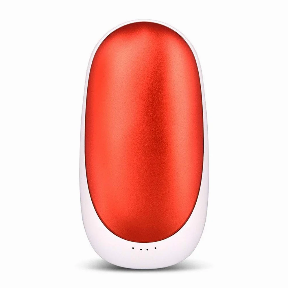 Inverno Scaldamani Elettrico, 5200mah Portatile Power Bank, USB Ricaricabile Scaldamani Riutilizzabile con Riscaldamento Rapido, Regali Comfort, Red