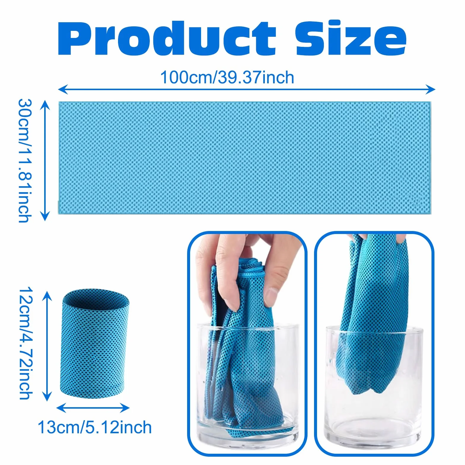 Asciugamano Raffreddamento Sportivo 100x30cm con Fasce da Polso per Golf Tennis Yoga