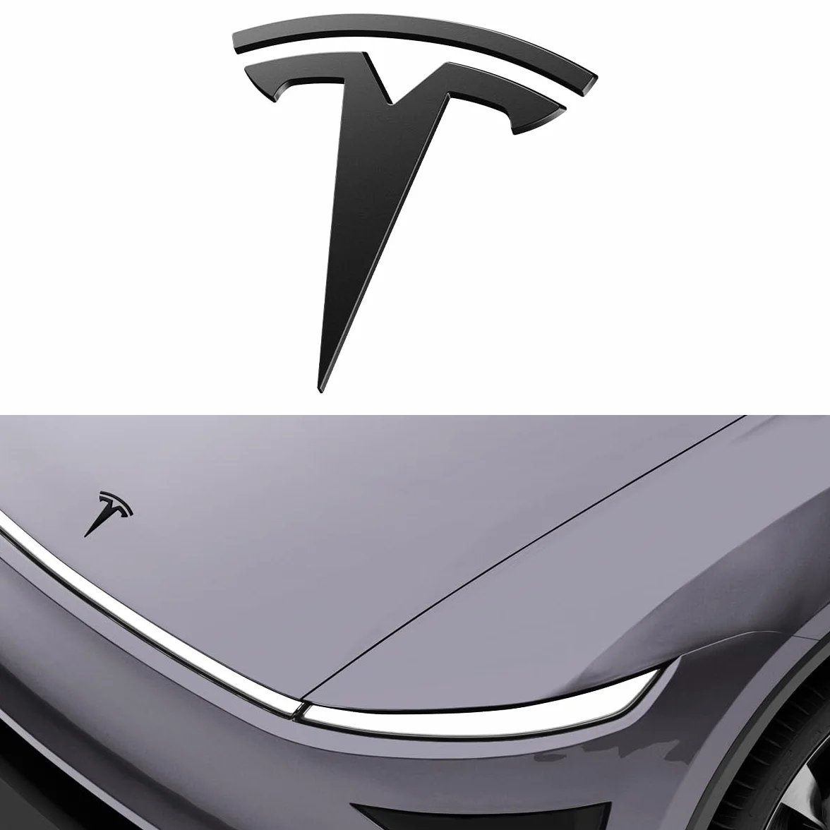Spigen Tesla Model Y Juniper 2025 2026 Emblema Logo Anteriore, Badge Premium, Materiale in PC Resistente ai Graffi, Progettato per Accessori Tesla Model Y Juniper – Nero