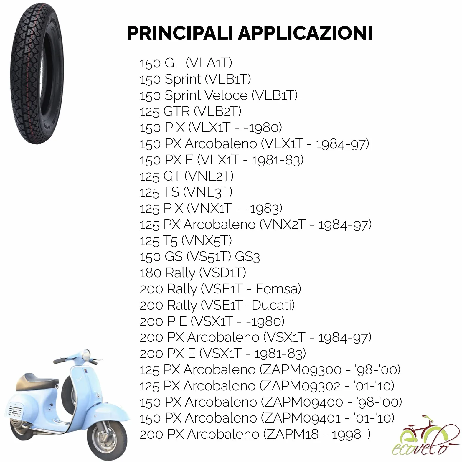 Deestone PNEUMATICO GOMMA COPERTONE 3.50-10 51J 4PR PER VESPA 125 150 200 PX