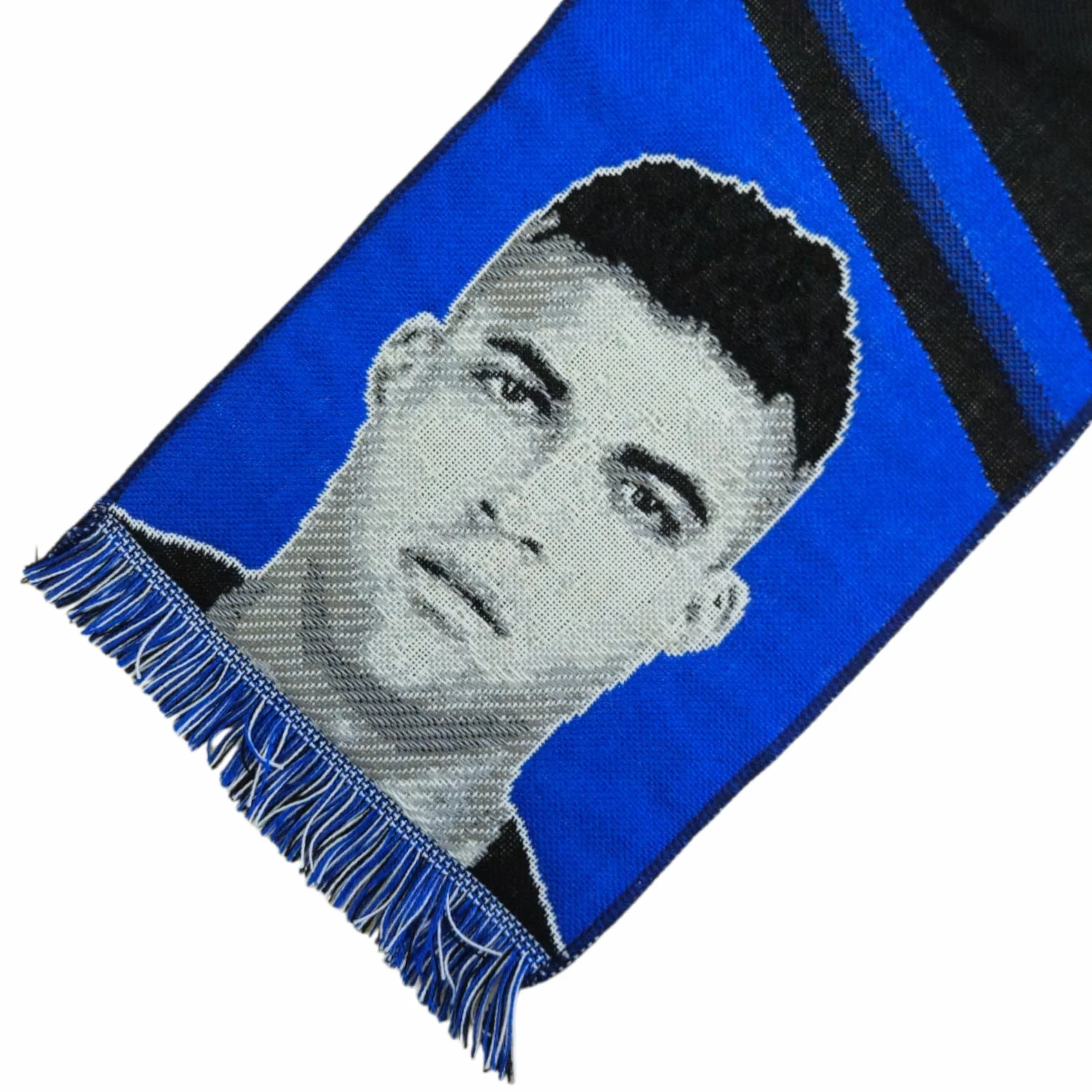 Sciarpa Jacquard Lautaro Martínez 100% Acrilico Nero Blu Bianco 135x22cm
