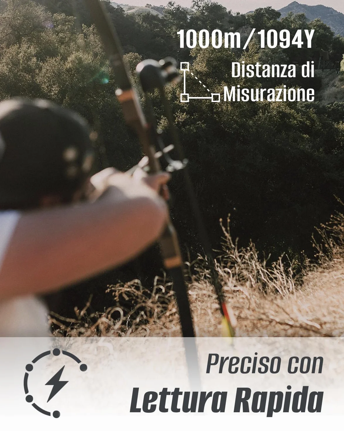 Inkerma Telemetro Caccia Golf 1000/1200M Ricaricabile 6X LCD Angolo Compensazione Pendenza Hunter-E