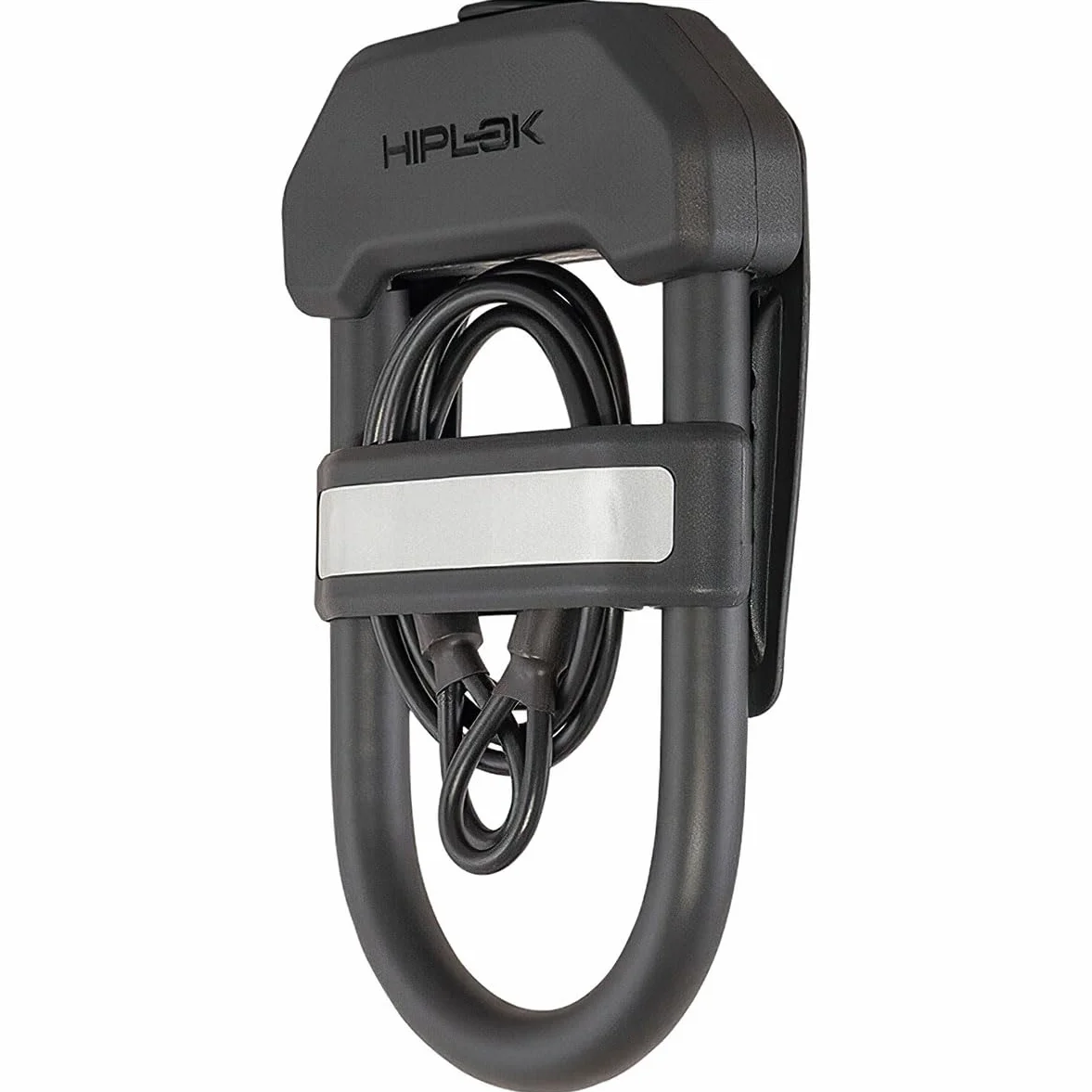 Hiplok DXC, Lucchetto ad arco con cavo in acciaio aggiuntivo, Unisex, ALL BLACK, Chiusura: 15 cm x 8,5 cm + 100 cm