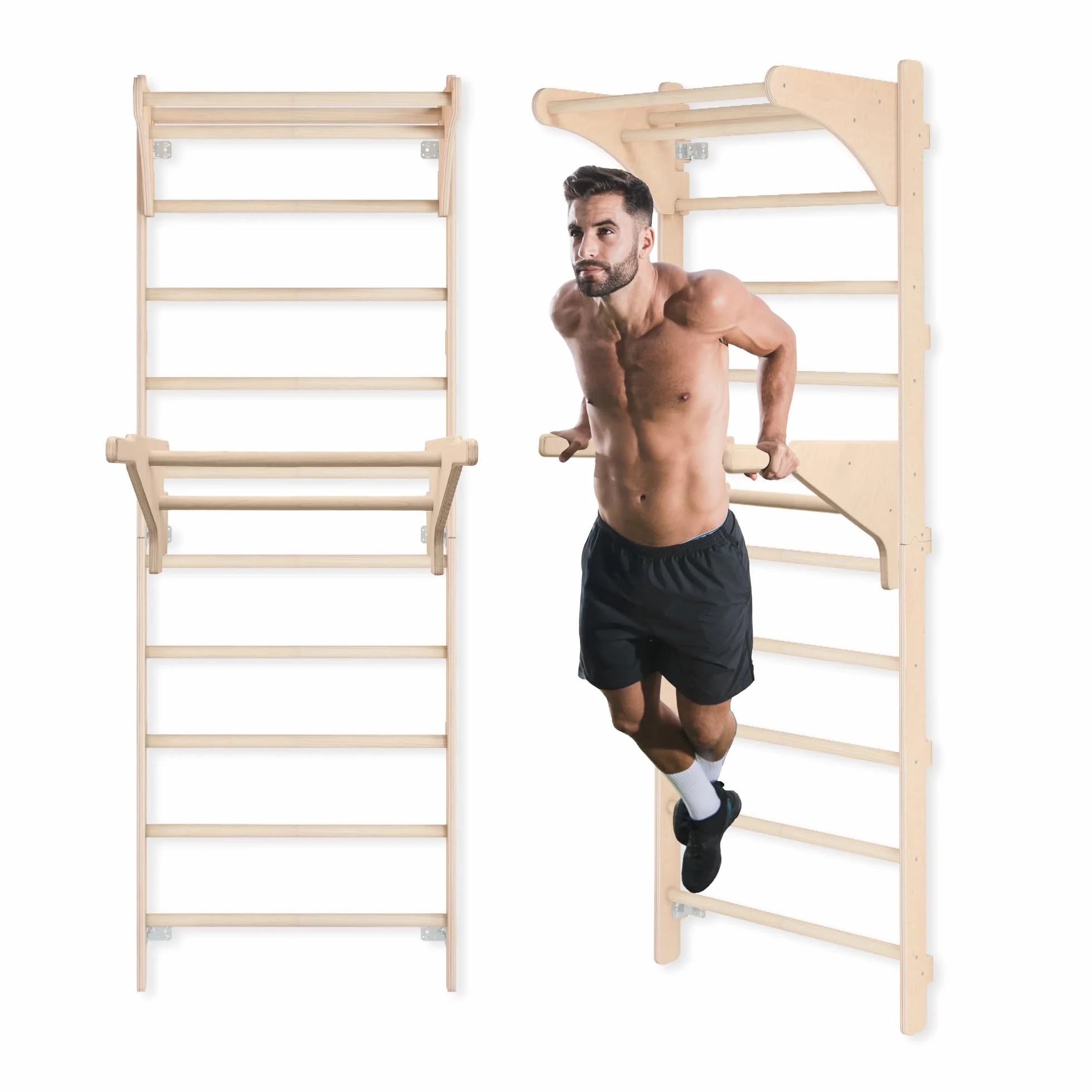 MAMOI Scala da ginnastica per allenamento con manico e barrette per dip