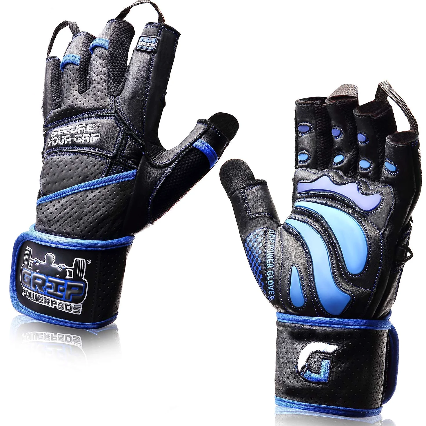 Power Grip Pad Elite Guanti da Ginnastica in Pelle con Il Design in 5,1 cm Larghezza Cinturino avvolge Guanti in Pelle per Sollevamento Pesi Bodybuilding & Strength Training Allenamento Esercizi