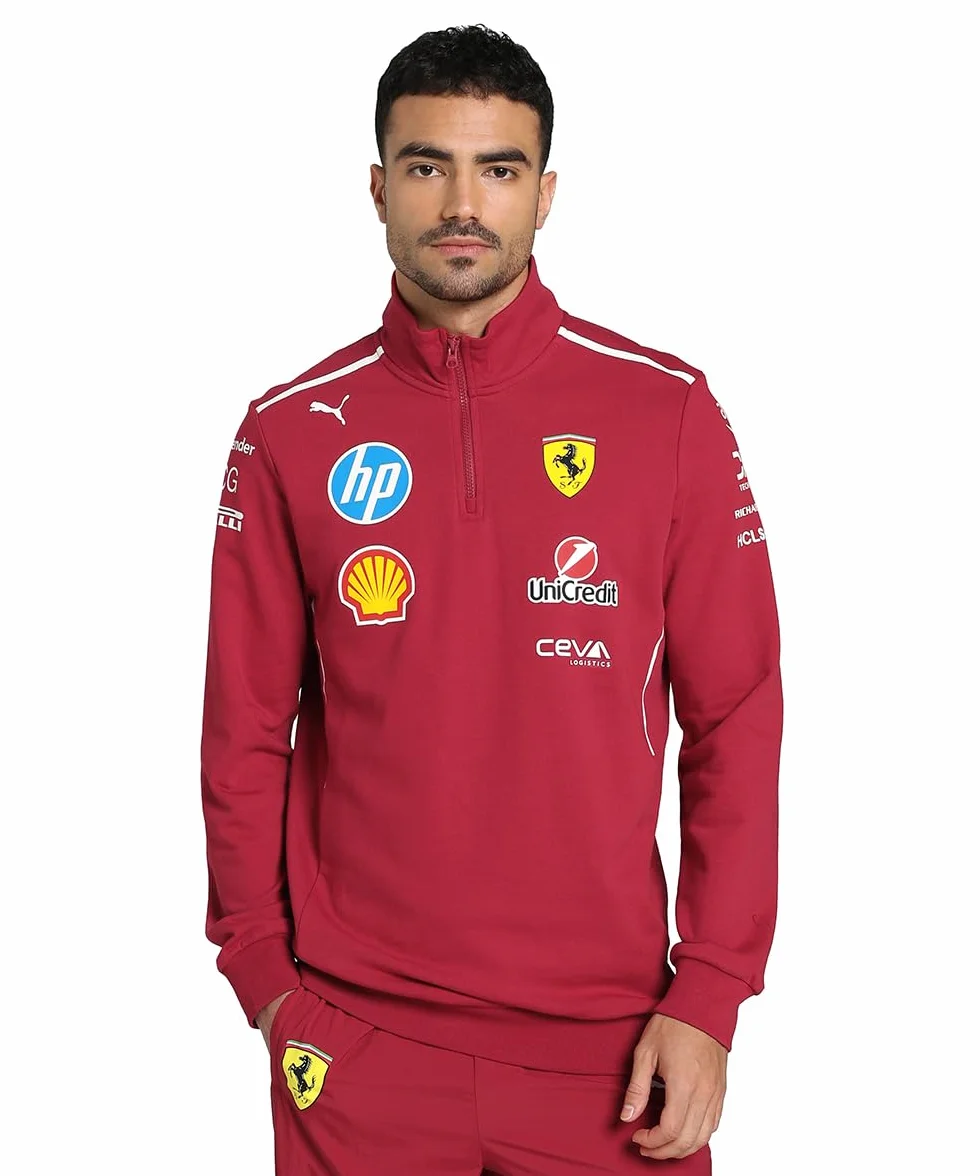 PUMA Scuderia Ferrari F1 Maglione 1/2 Zip Team 2025 Rosso
