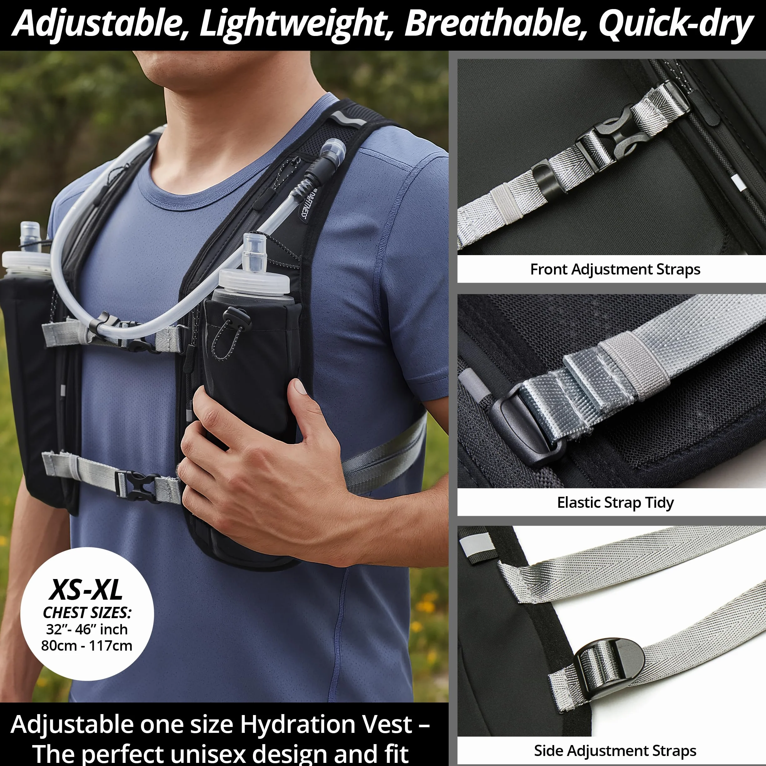 Gilet idratante da corsa riflettente 7 tasche asciugatura rapida resistente all'acqua traspirante