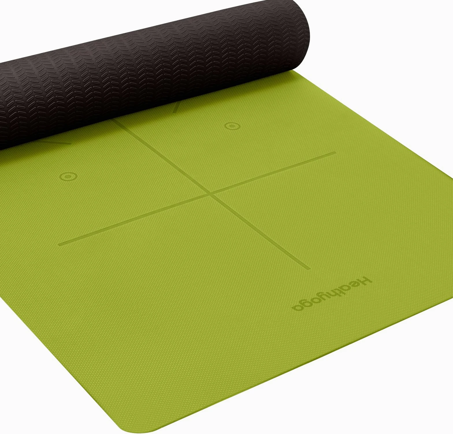 Heathyoga Tappetino da Yoga, la Linea Sistema di allineamento, Antiscivolo e Resistente, ottimale ammortizzamento, Splendido Design a Doppio Strato! Dimensioni: 183 x 66 cm, Altezza: 0,6 cm.