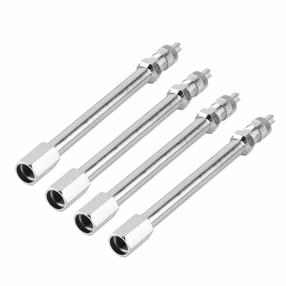 tire valve stem extenders + Estensione della valvola del pneumatico | 4Pcs 100mm Adattatore ruota per asta di estensione della valvola della gomma cromata per camion auto camion Van argento