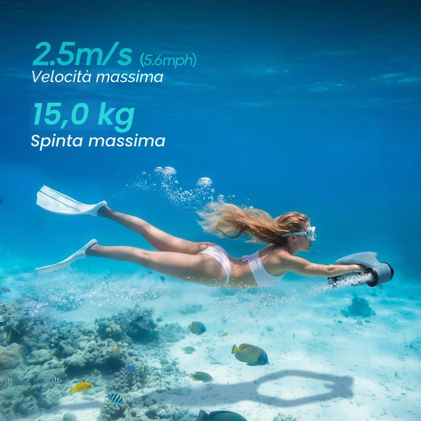 Asiwo Manta 2 Subacqueo Monopattino Marino Doppio Motore Supporto Fotocamera Azione